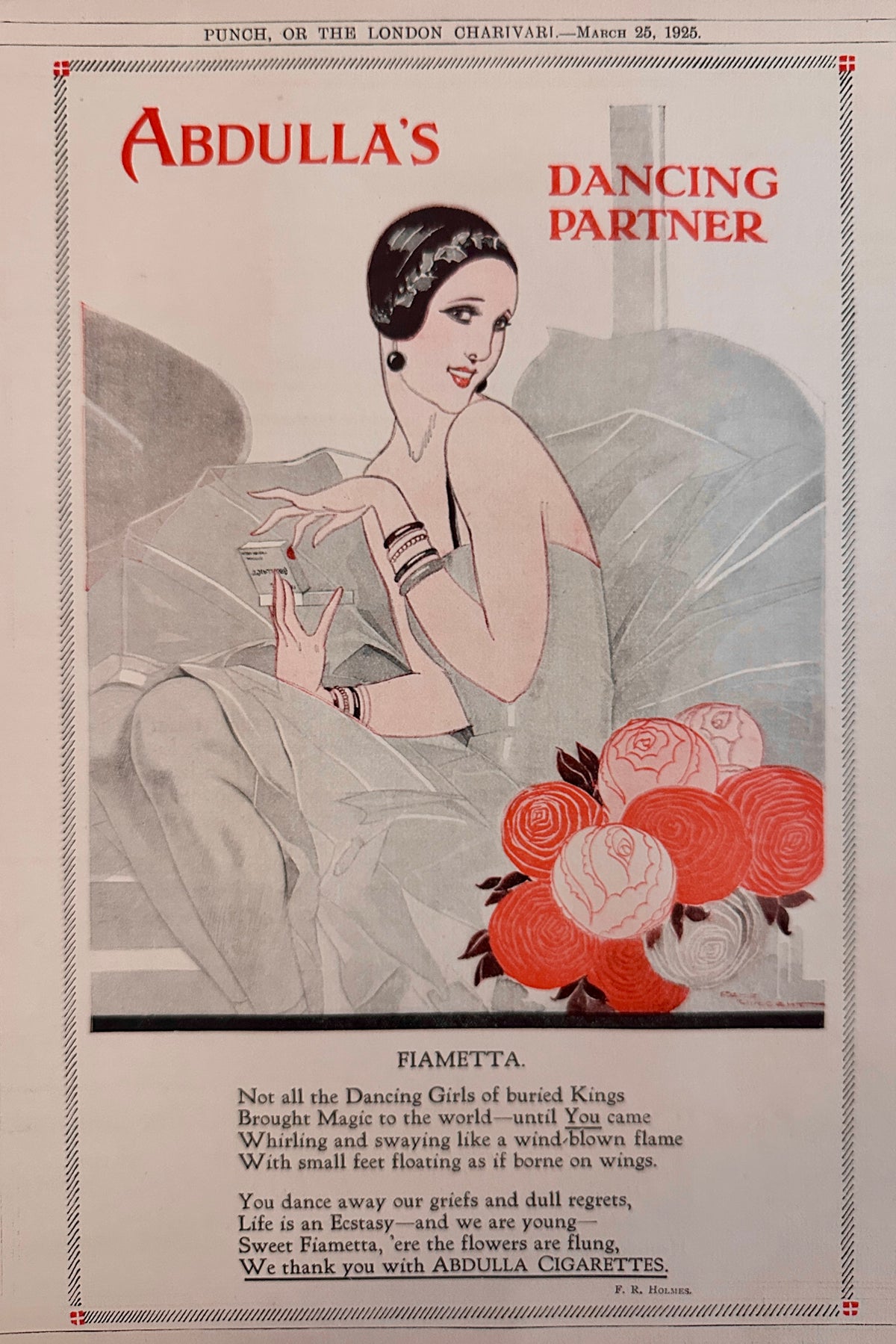 1925 Abdulla's Cigarettes - Flametta - British Ad #N1570