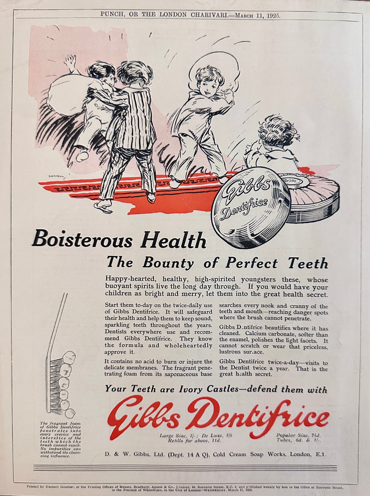 1925 Dual Sided Ad Page Columbia Grafonola & Gibbs Dentifrice British Ad #N1558