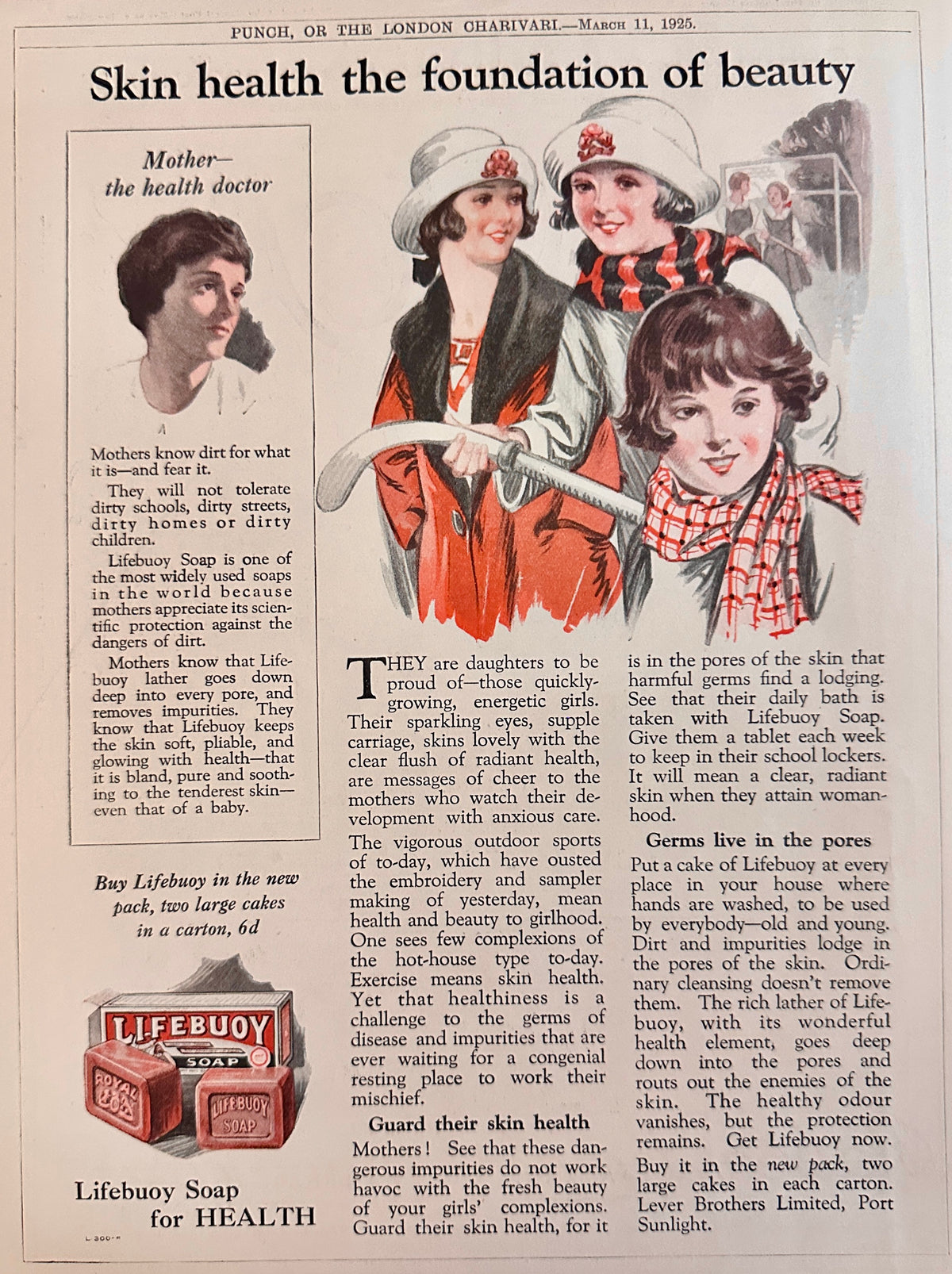 1925 Lifebuoy Health Soap - Mother is the Health Doctor Ad #N1557