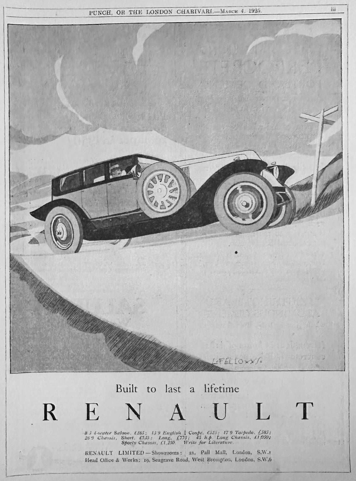 1925 Renault - Built to Last a Lifetime - British Ad #N1553