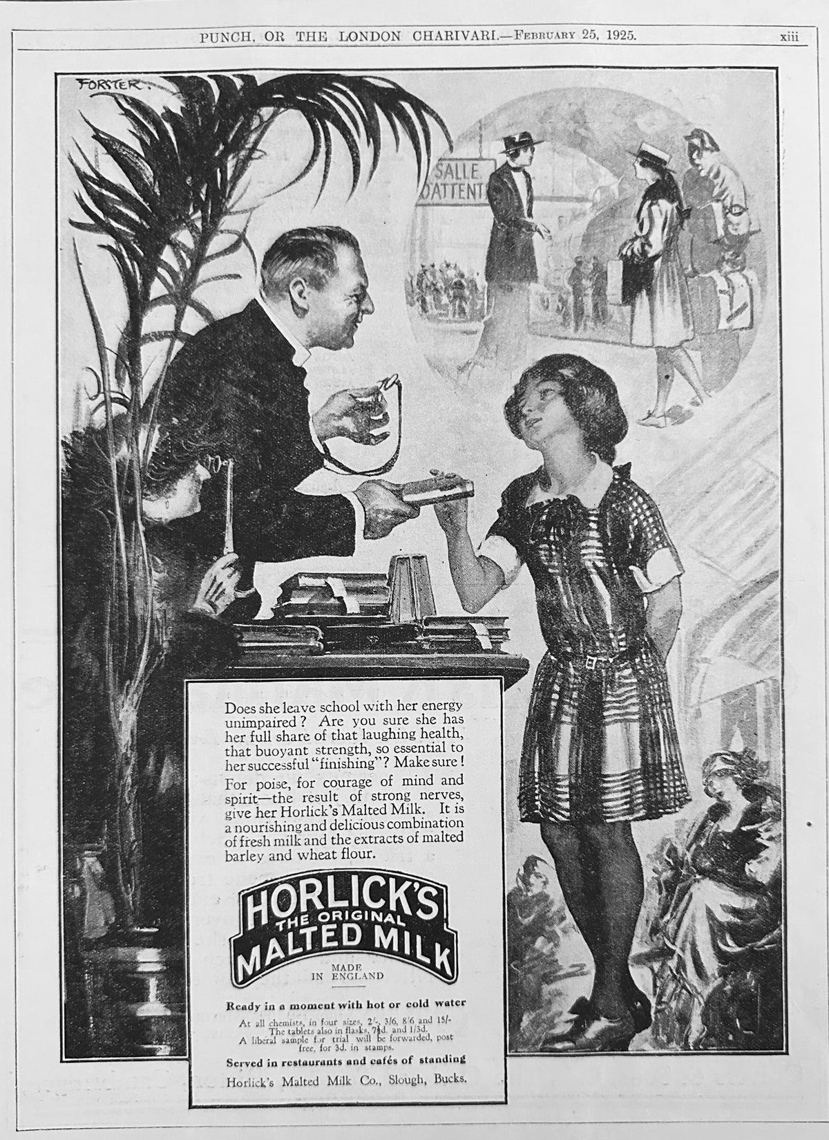 1925 Horlick's Malted Milk - Energy and Bone Building Drink British Ad #N1549