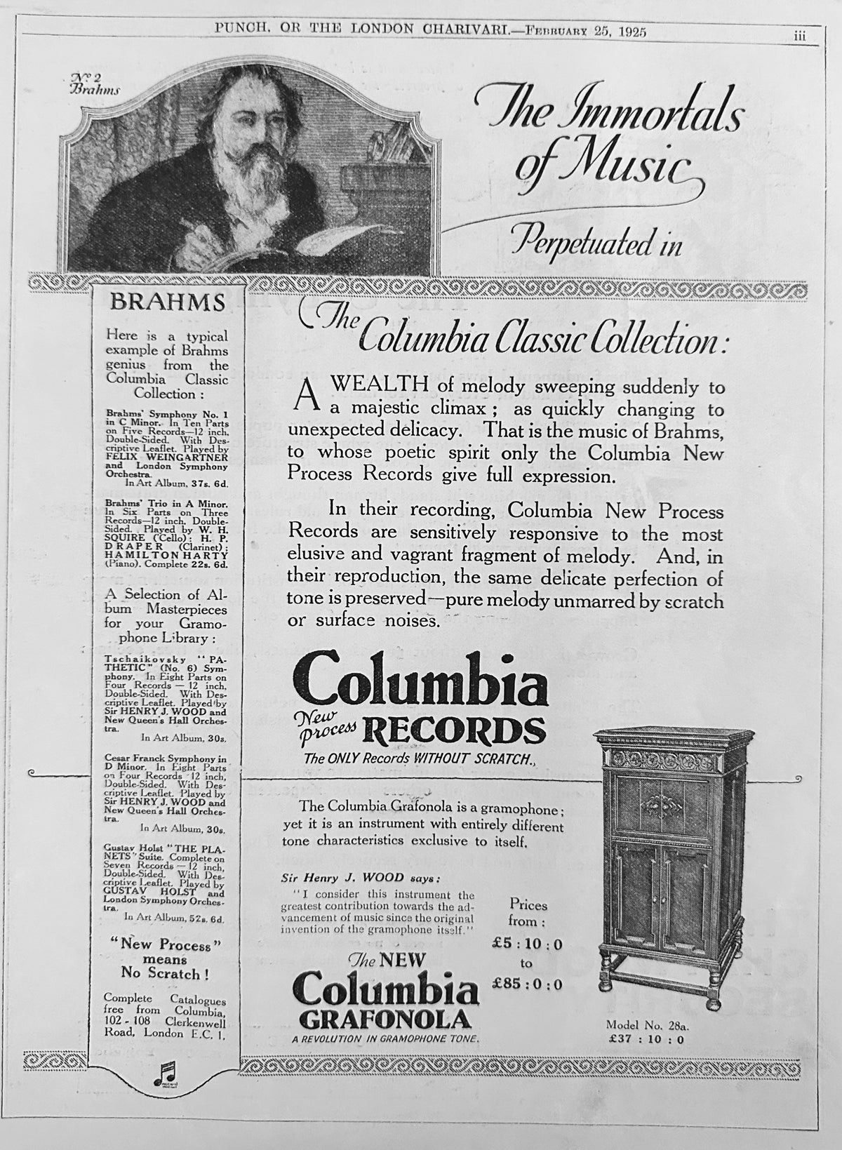 1925 Columbia Grafonola Model 28a and The Immortals of Music British Ad #N1547