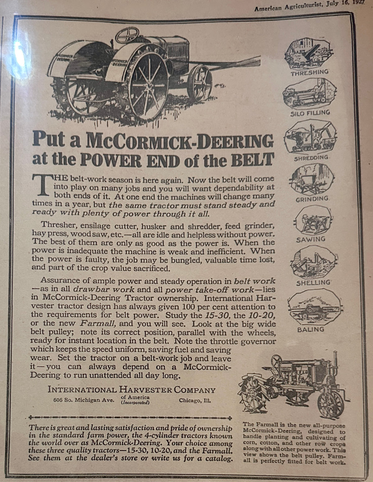 1927 McCormick-Deering 15-30, 10-20 Farmall Early Ad #2276