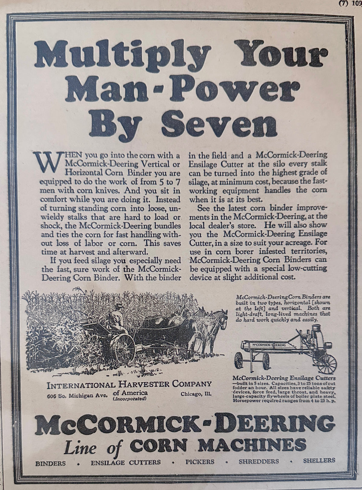 1927 McCormick-Deering Line of Corn Machines - Horse Drawn Ad #2277