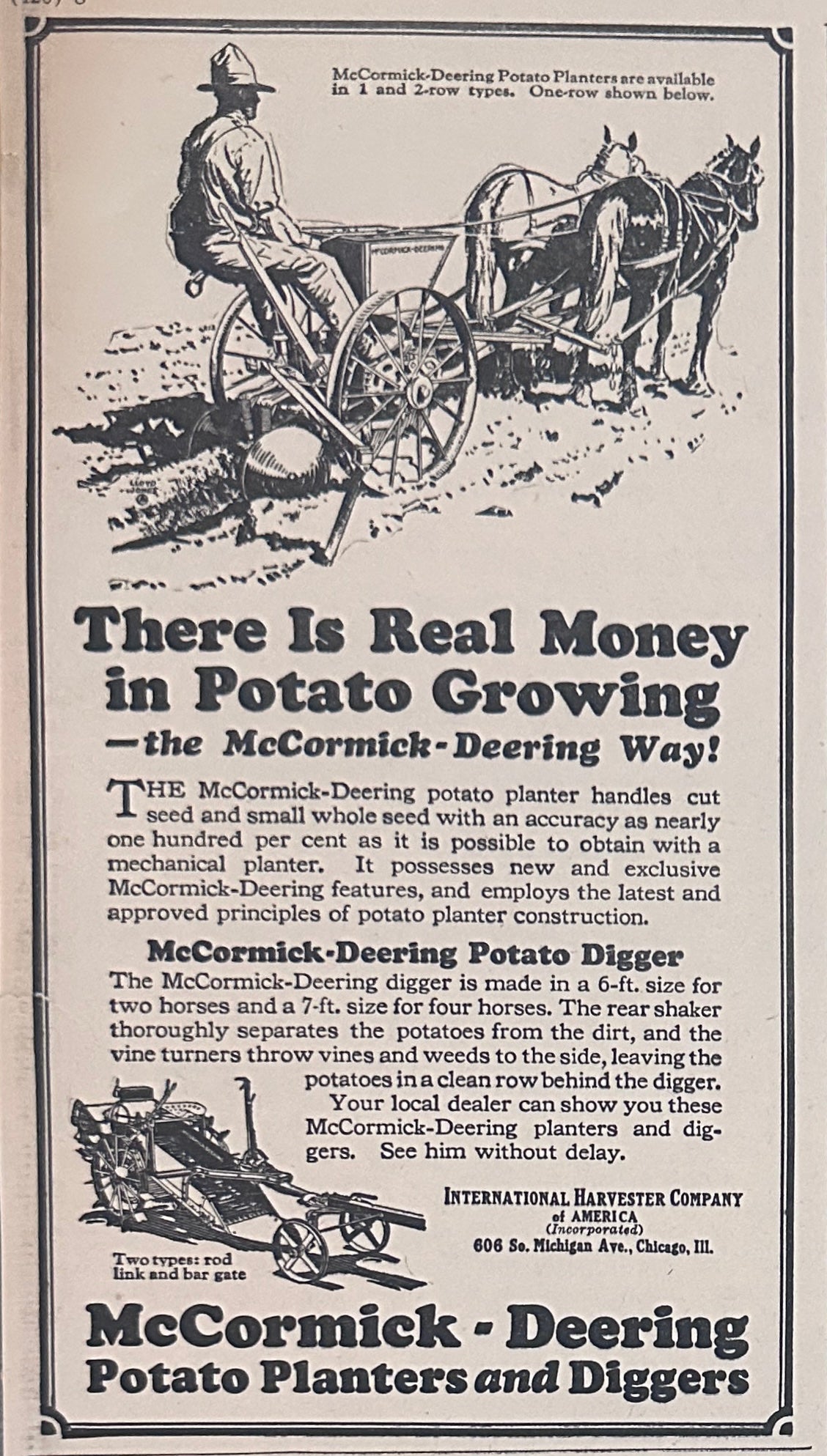 1928 McCormick-Deering Potato Planters & Diggers Ad #2310