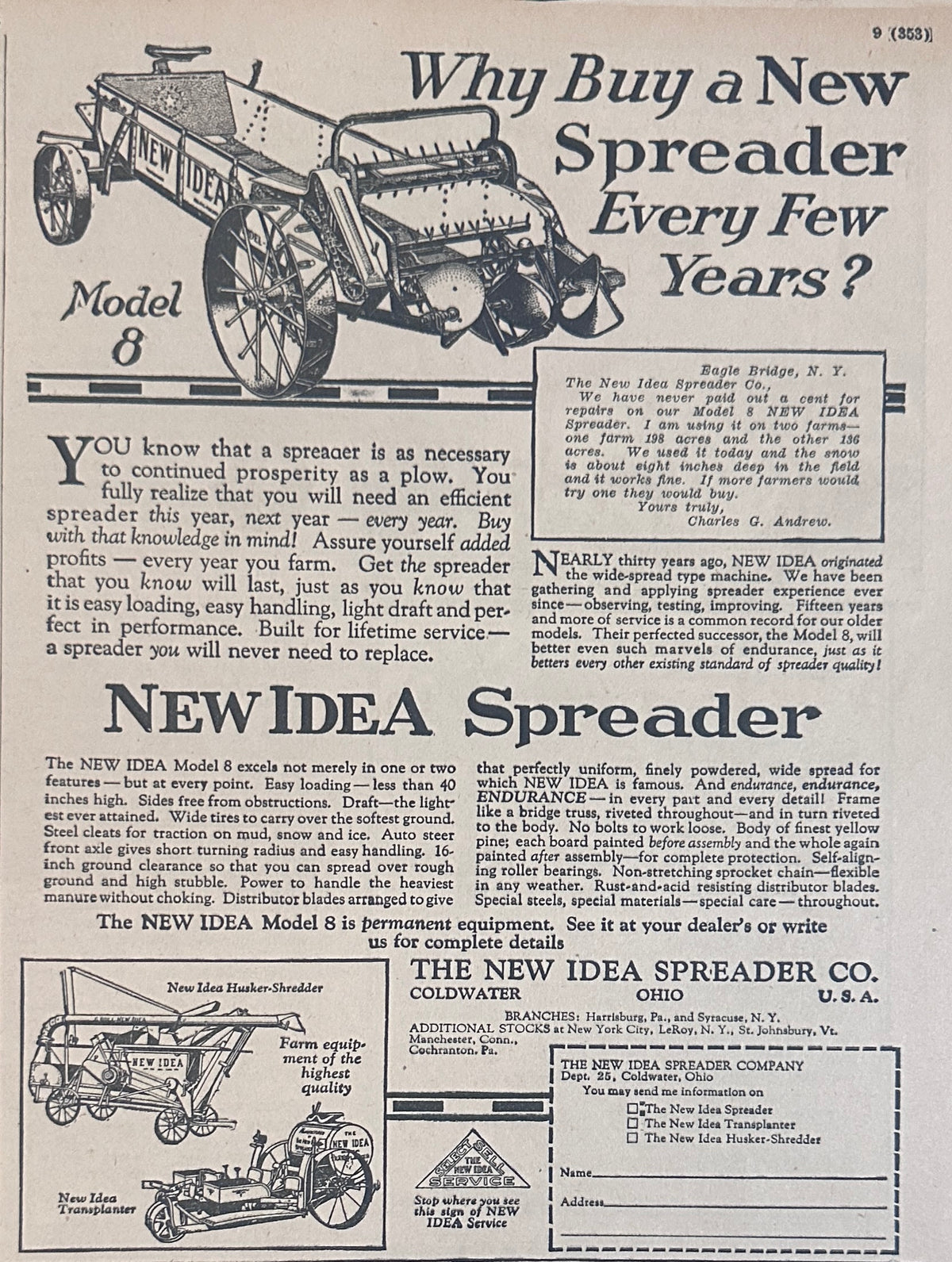 1927 Why Buy a New Idea Spreader Every Few Years? - Ad #2312