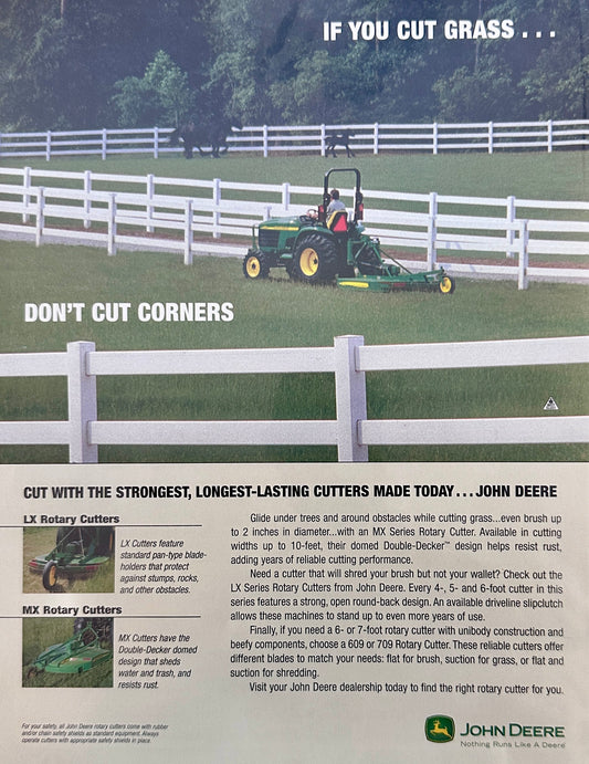 2003 Dual Sided Tractor Ads - John Deere & Tuff Stuff Hustler Mowers N555