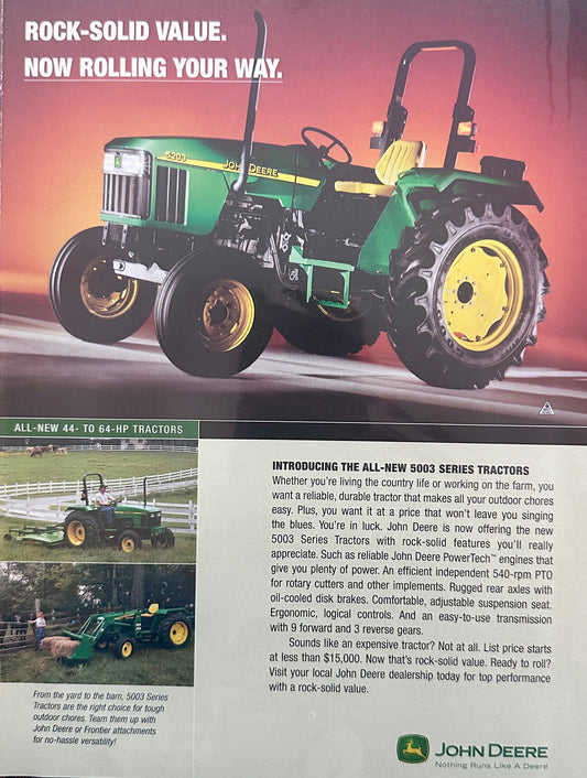 2003 John Deere 5203 44 - 64HP Tractor - Vintage Ad N553