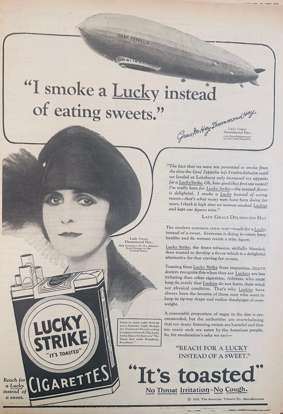 1928 Lucky Strike Cigarettes & the Graf Zeppelin Ad #2330