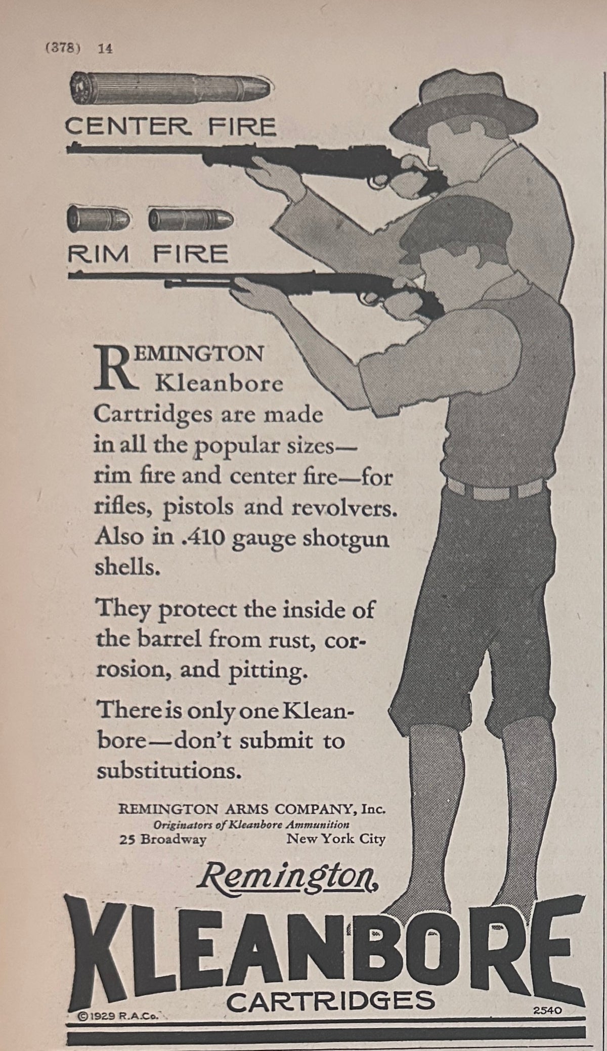 1929 Remington Kleanbore Cartridges - Center Fire - Rim Fire Ad #2334