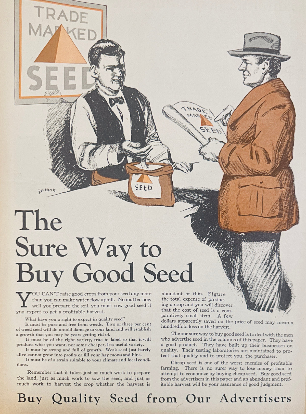 1929 Generic Seed Ad - American Agriculturist Public Service Announcement Ad #2336