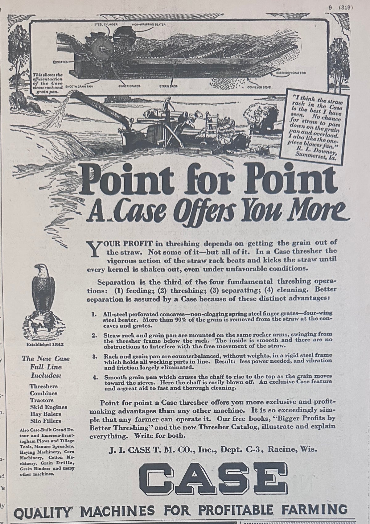 1929 CASE Quality Machines for Profitable Farming - Threshers Ad #2339