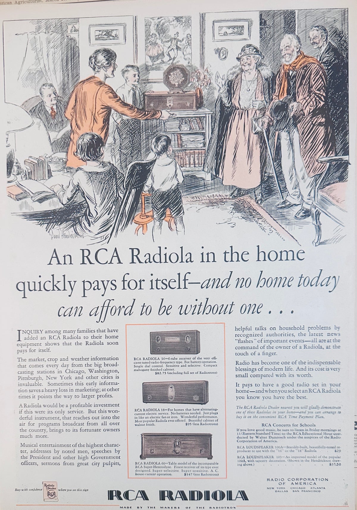 1929 Radiola 16, 18 & 60 - No Home Can Afford to be Without One Ad #2342