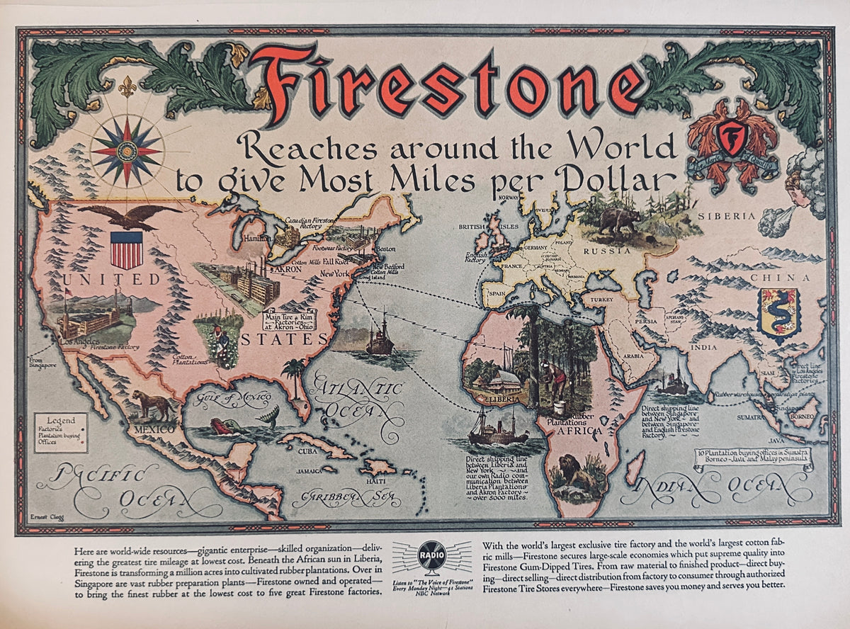 1929 Dual Sided Full Color Ads Mother's Oats & Firestone Ad #2349
