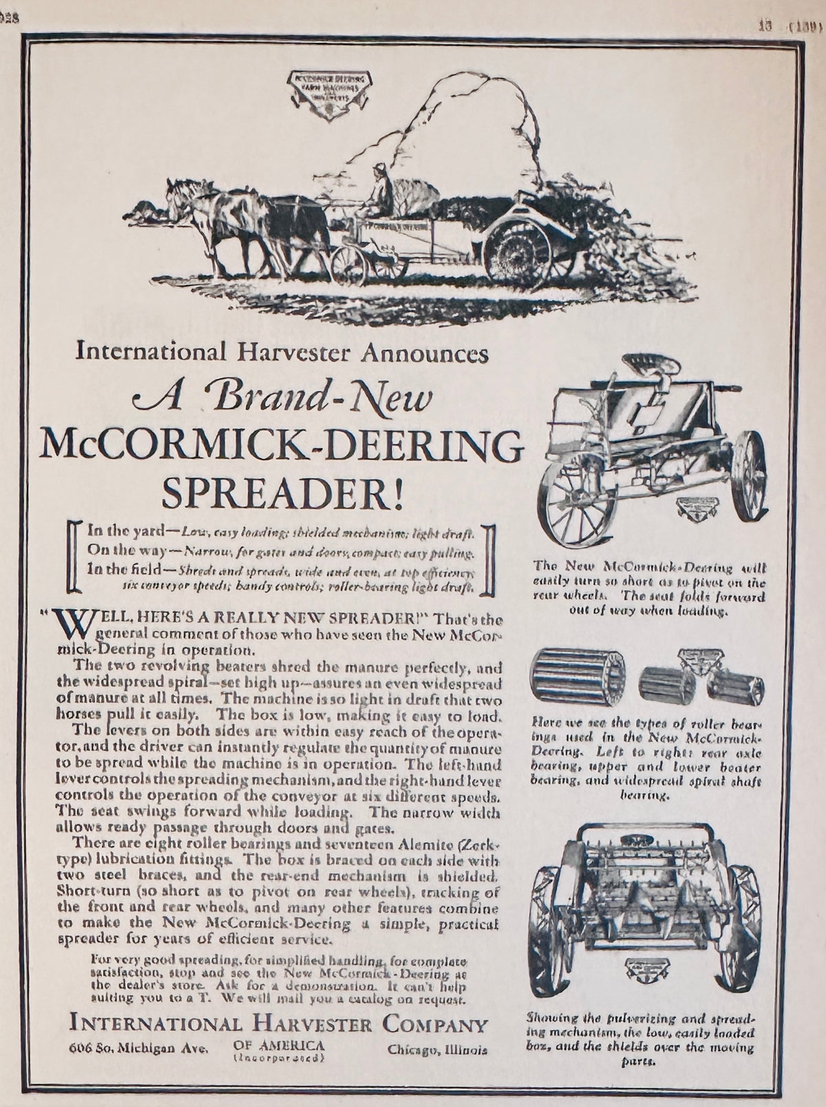 1928 McCormick-Deering Spreader Ad #2371