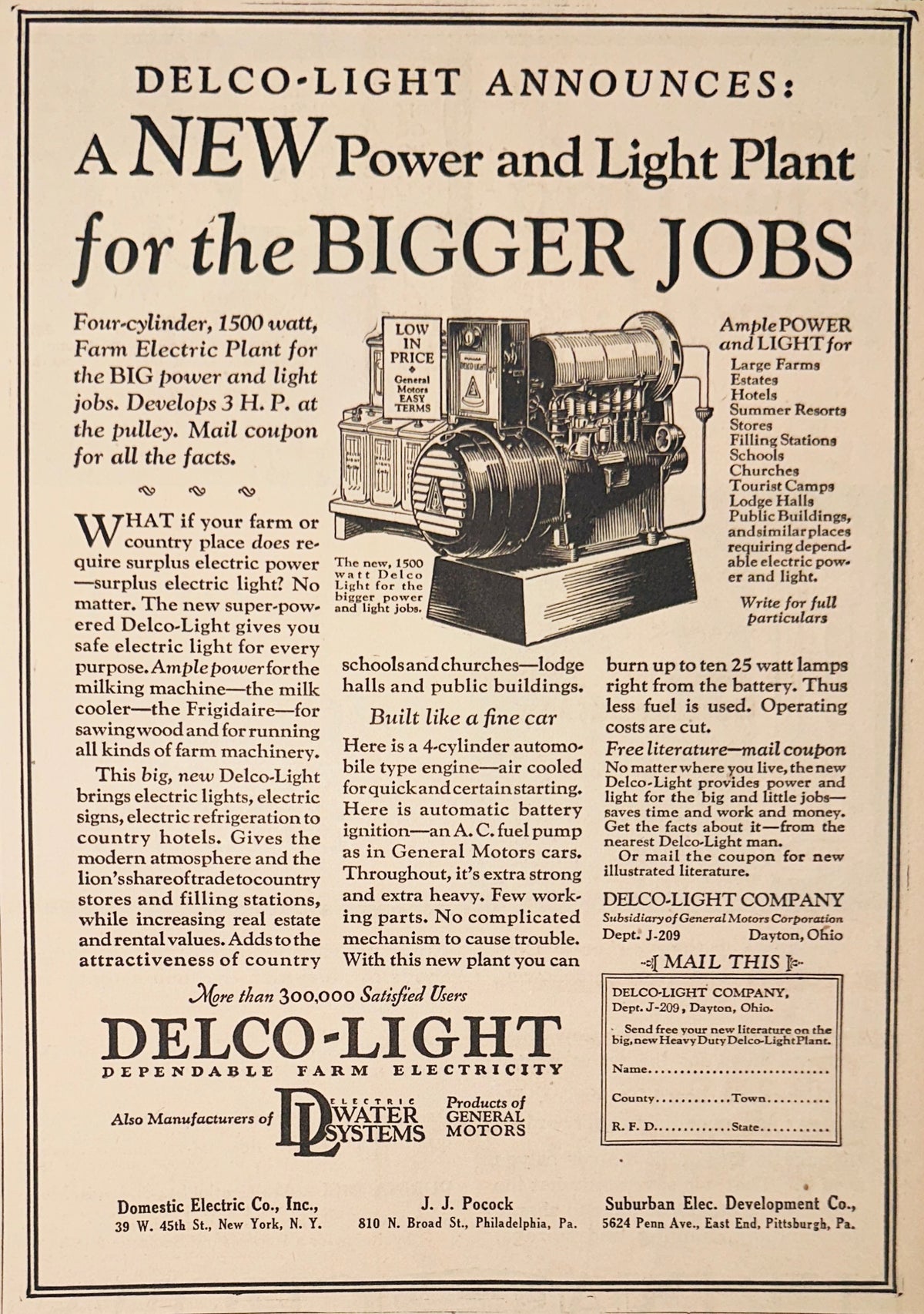 1928 Delco-Light Power & Light Plant For Bigger Jobs Ad #2377