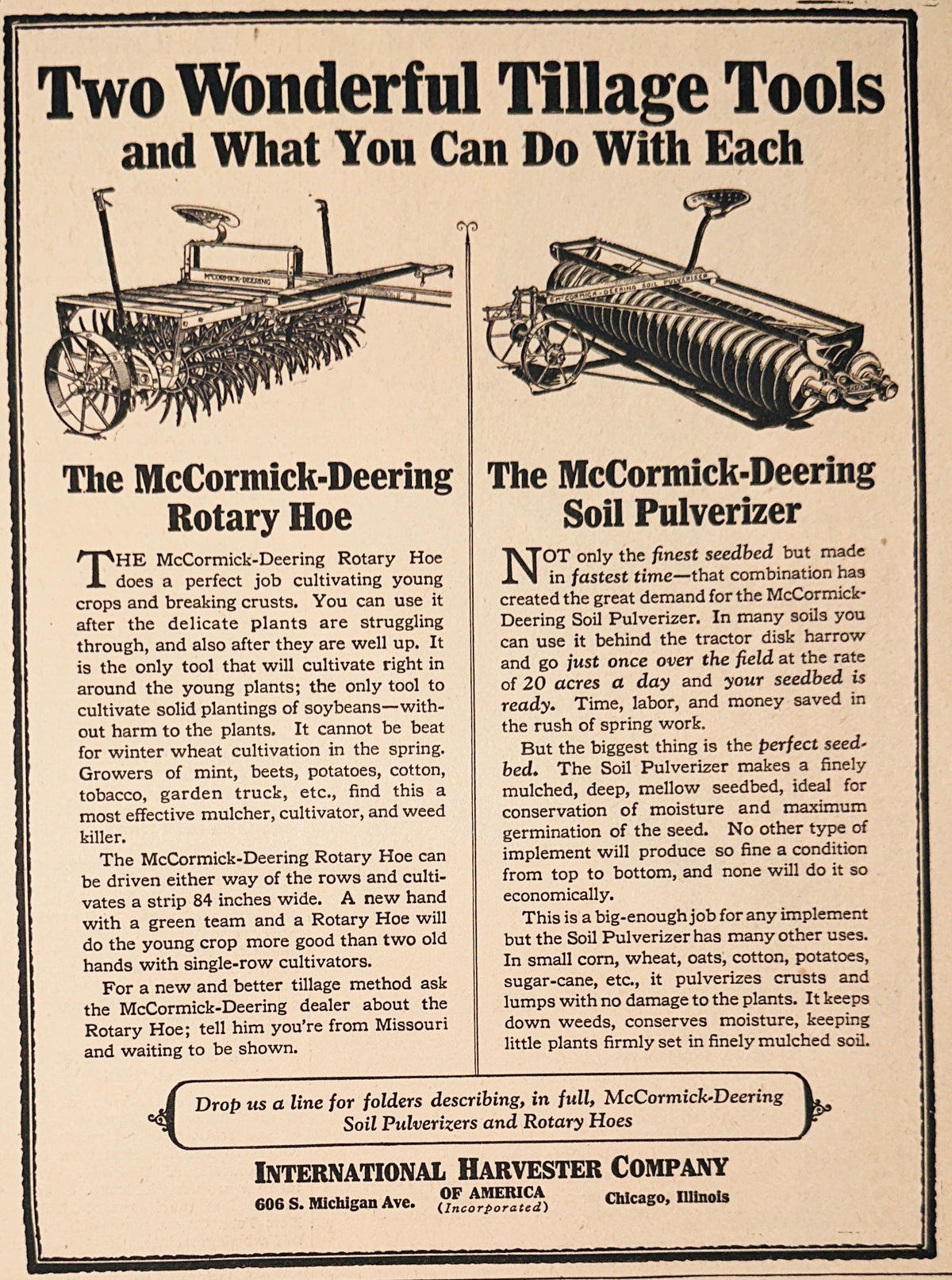 1928 Two Wonderful Tillage Tools McCormick-Deering Ad #2387