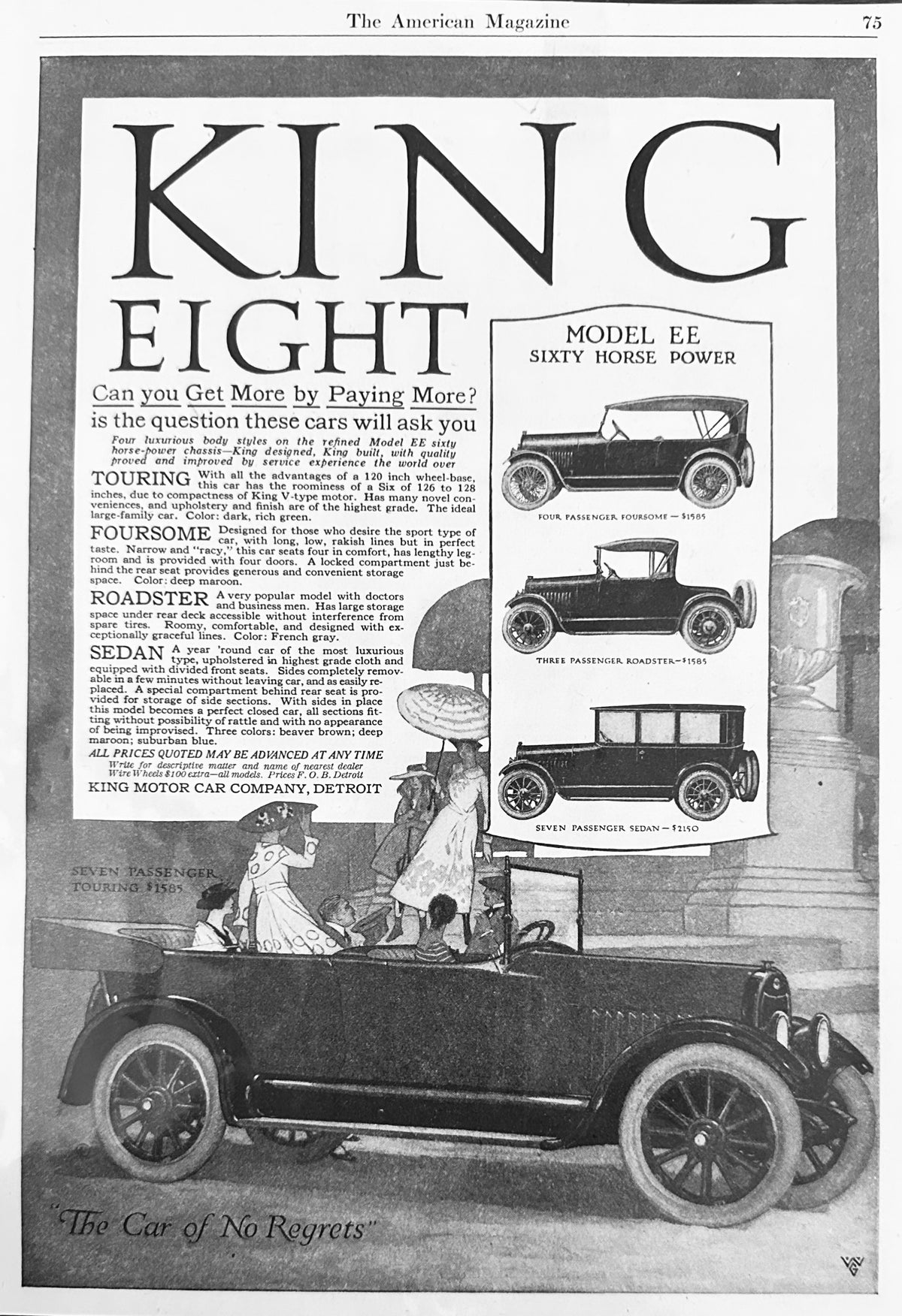 1917 King Eight - Forgotten Auto Marque - Car of No Regrets Ad #N1596