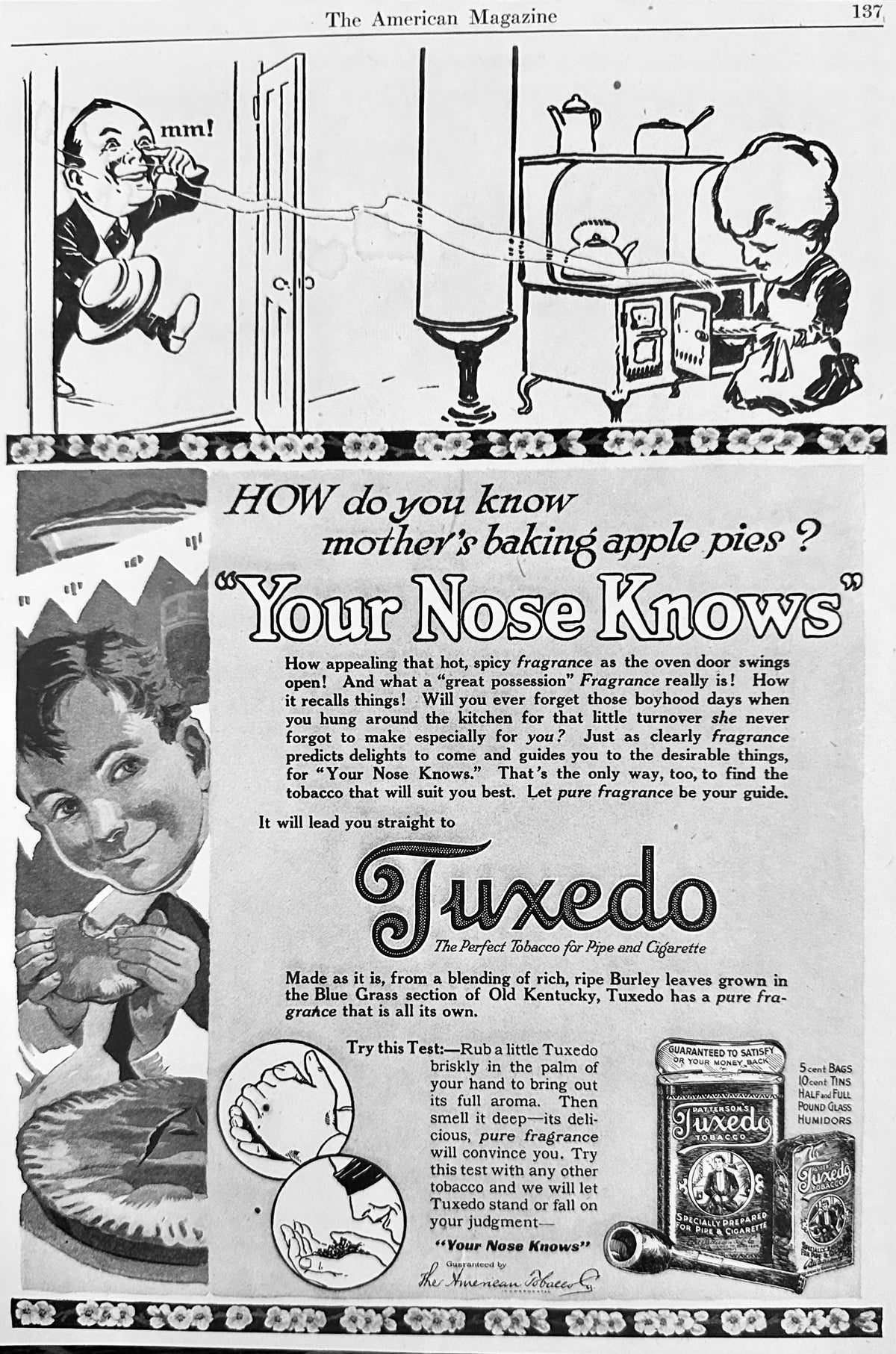 1917 Tuxedo Brand Pipe Tobacco - Your Nose Knows Ad #N1603
