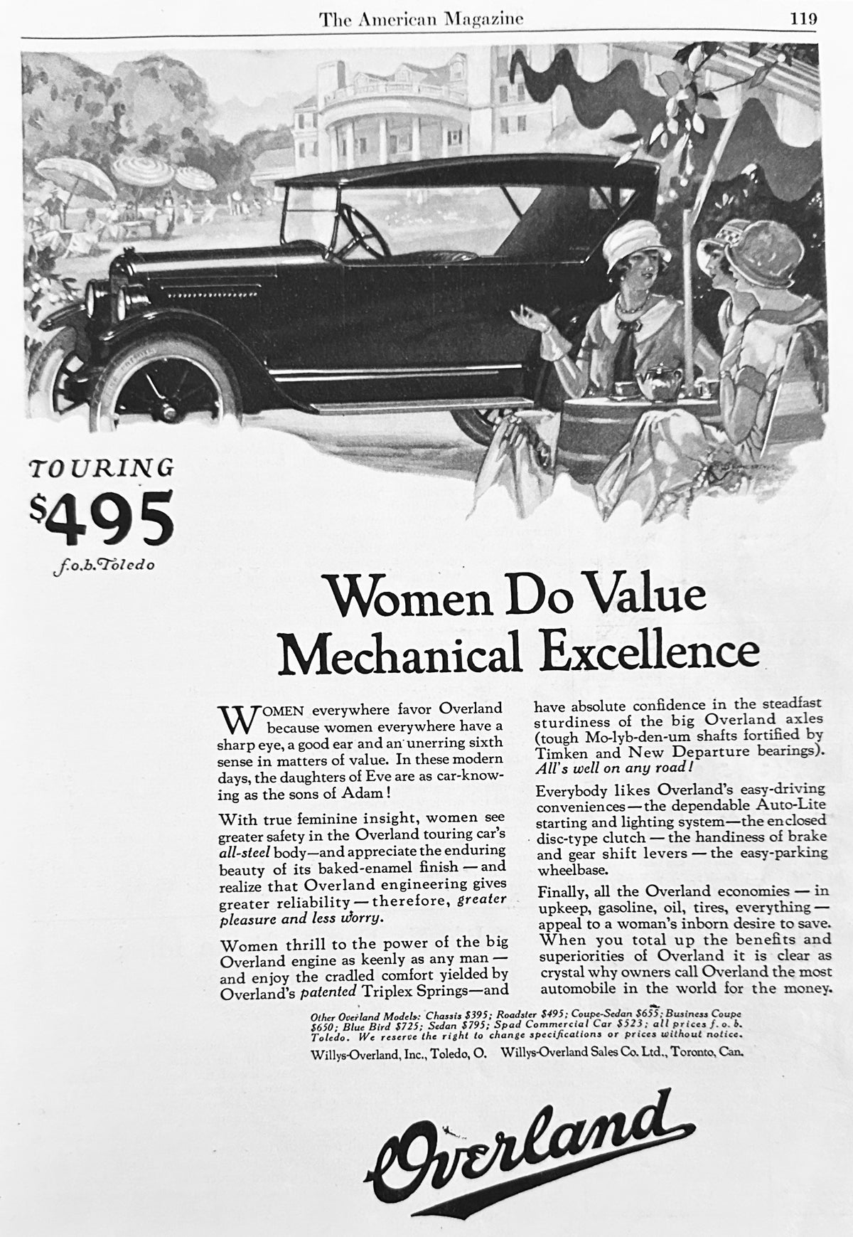 1924 Overland - Women Do Value Mechanical Excellence Ad #N1608