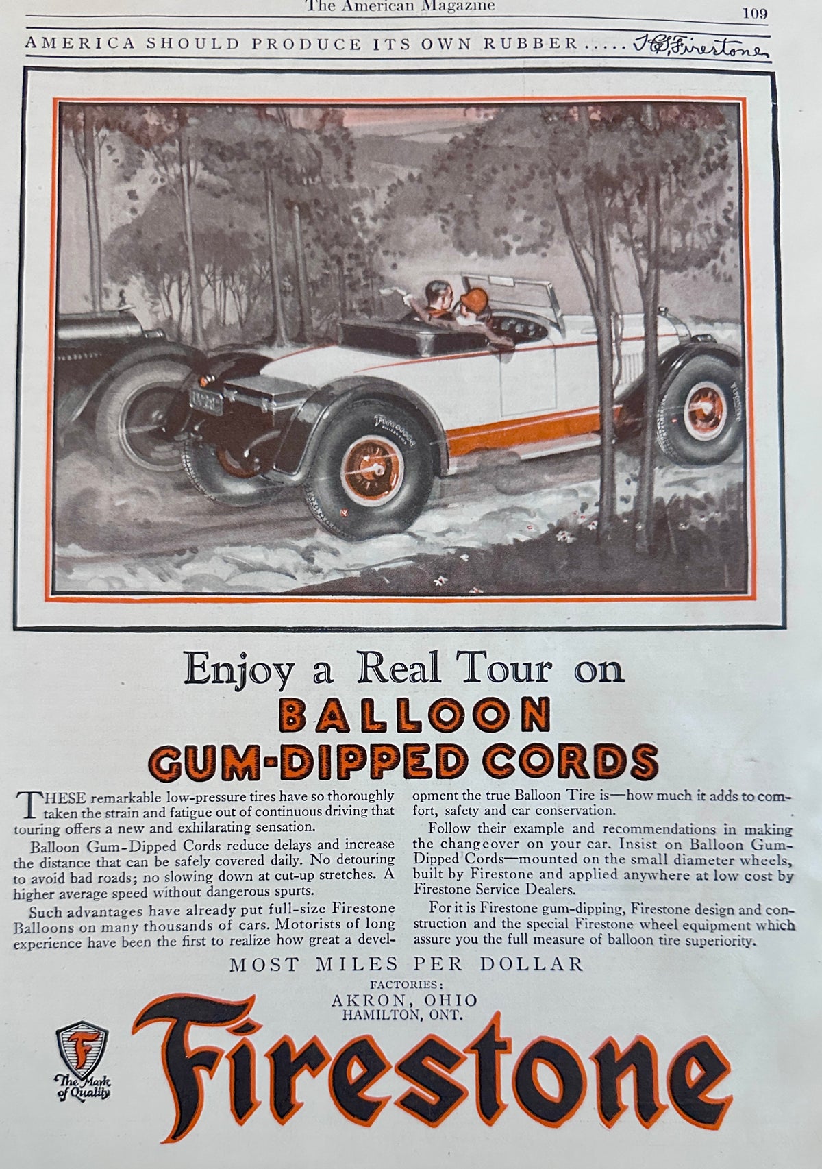 1924 Firestone Balloon Gum-Dipped Cords - Hot-Rod Roadster Ad #N1611