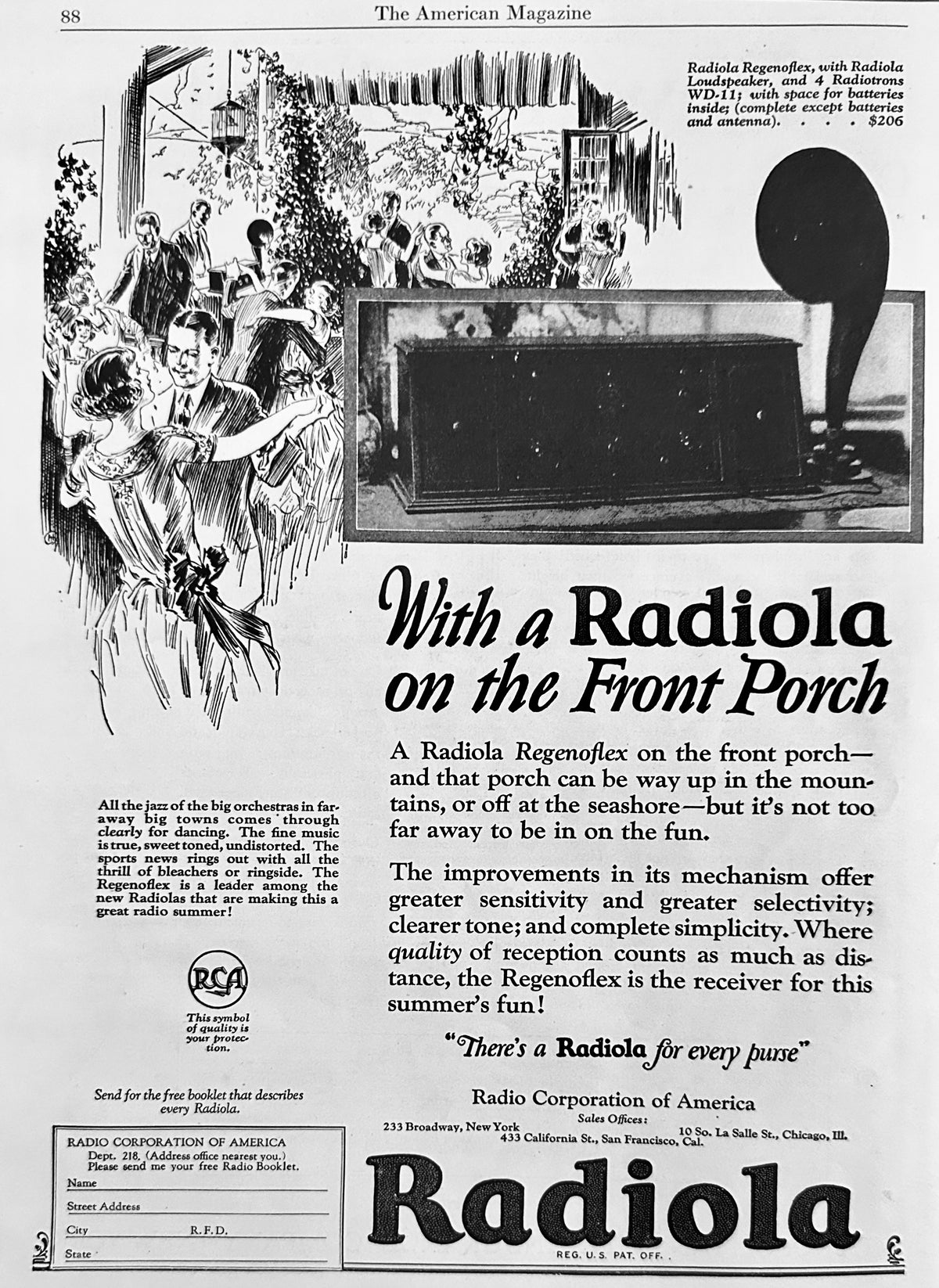 1924 Radiola Regenoflex on the Front Porch Ad #N1616