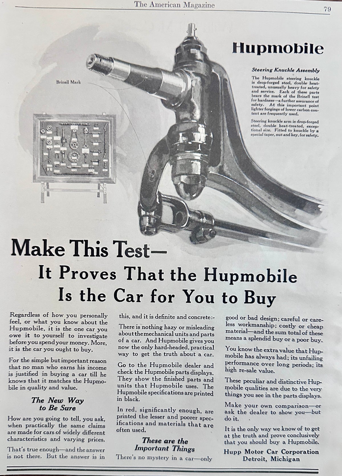 1924 The New Hupmobile Steering Knuckle Assembly Ad #N1617