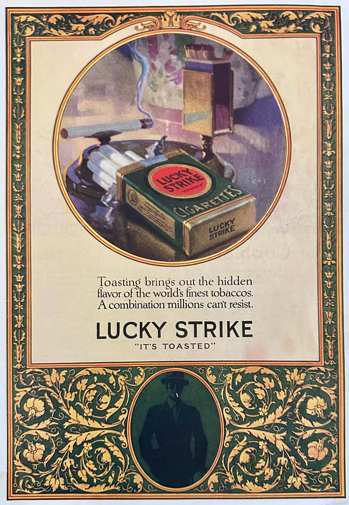 1924 Colorized Lucky Strike Cigarette Ad - It's Toasted Ad #N1624