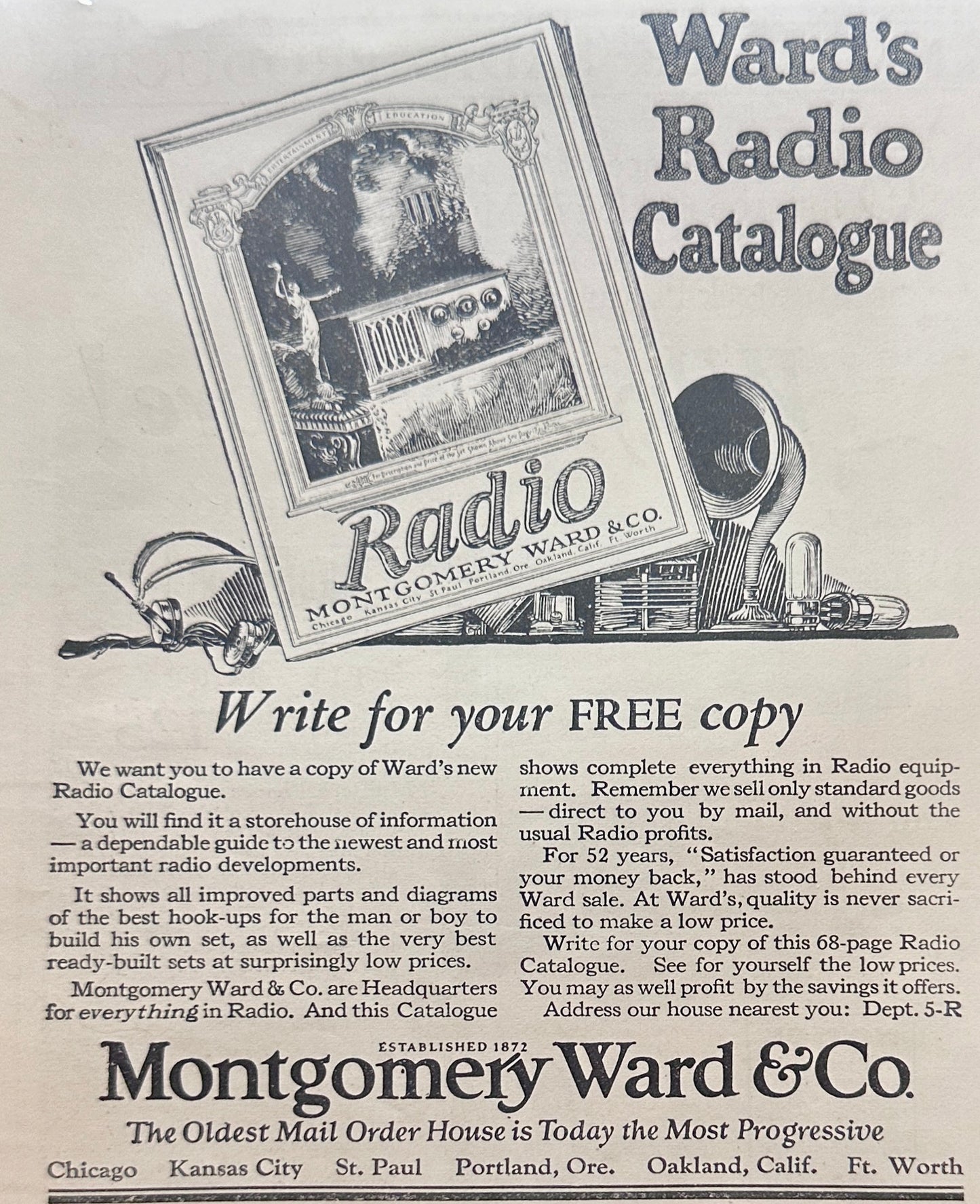 1924 Montgomery Wards Radio Catalogue Ad