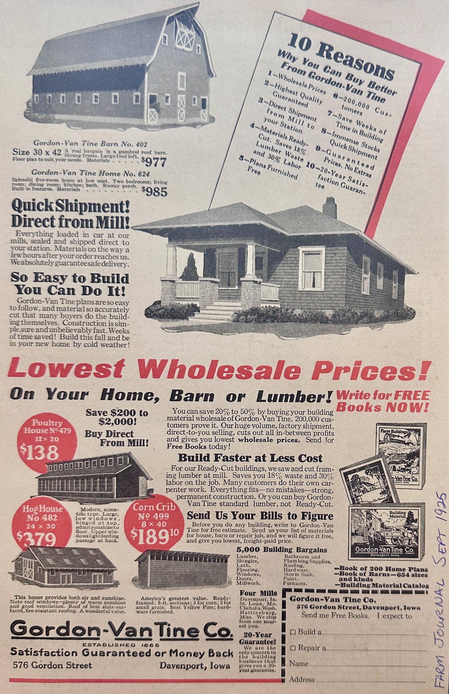 1925 Music Master Radio Models + Gordon-Van Tine House & Barn Plans Ads