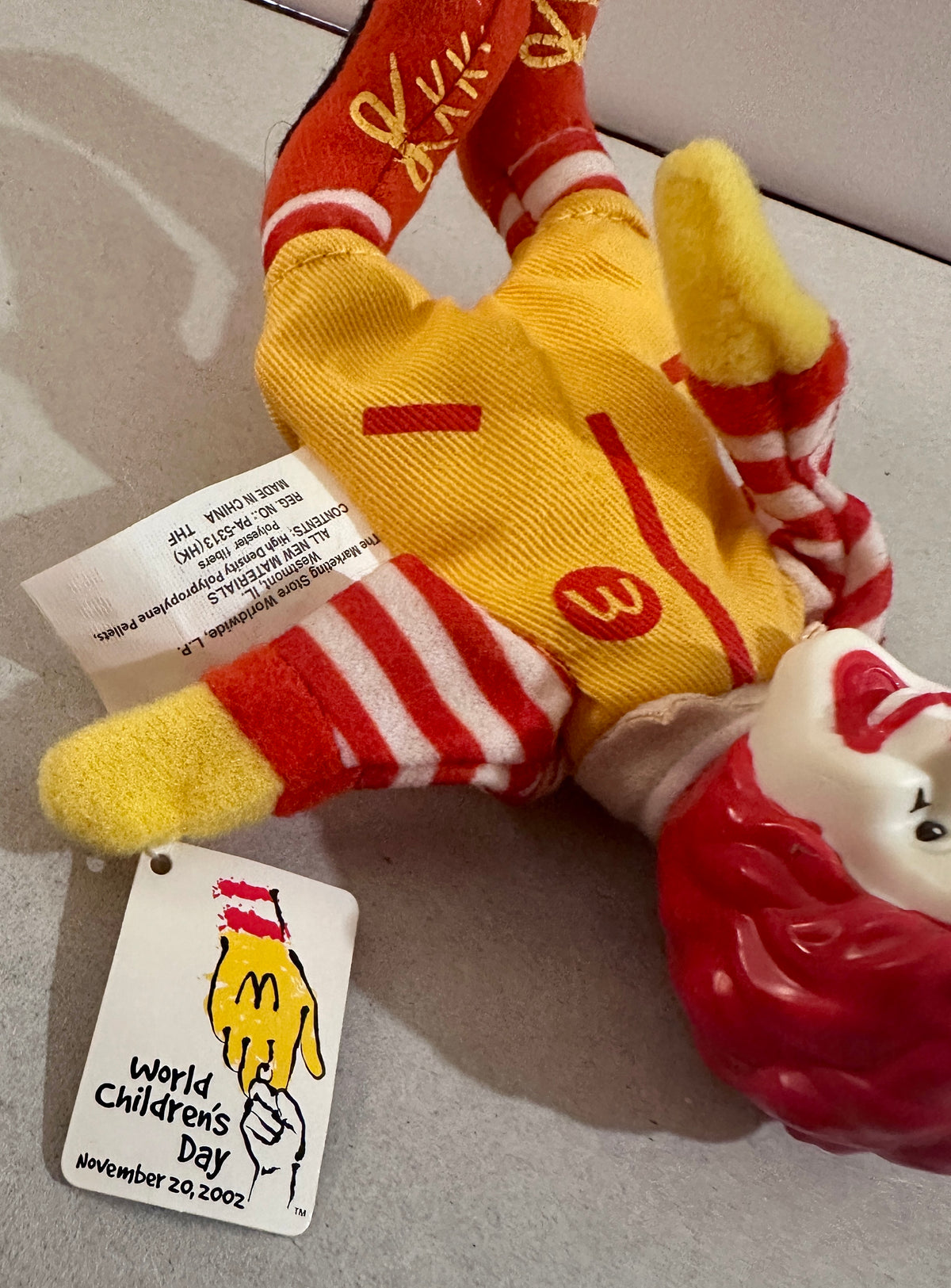 2002 McDonald's World Children's Day Ronald McDonald Plush Finger Puppet CS482026