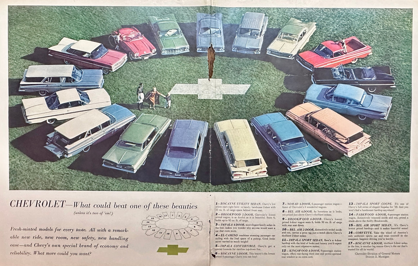 1959 13 x 20" Centerfold Chevrolet Magazine Ad Ad #82-1