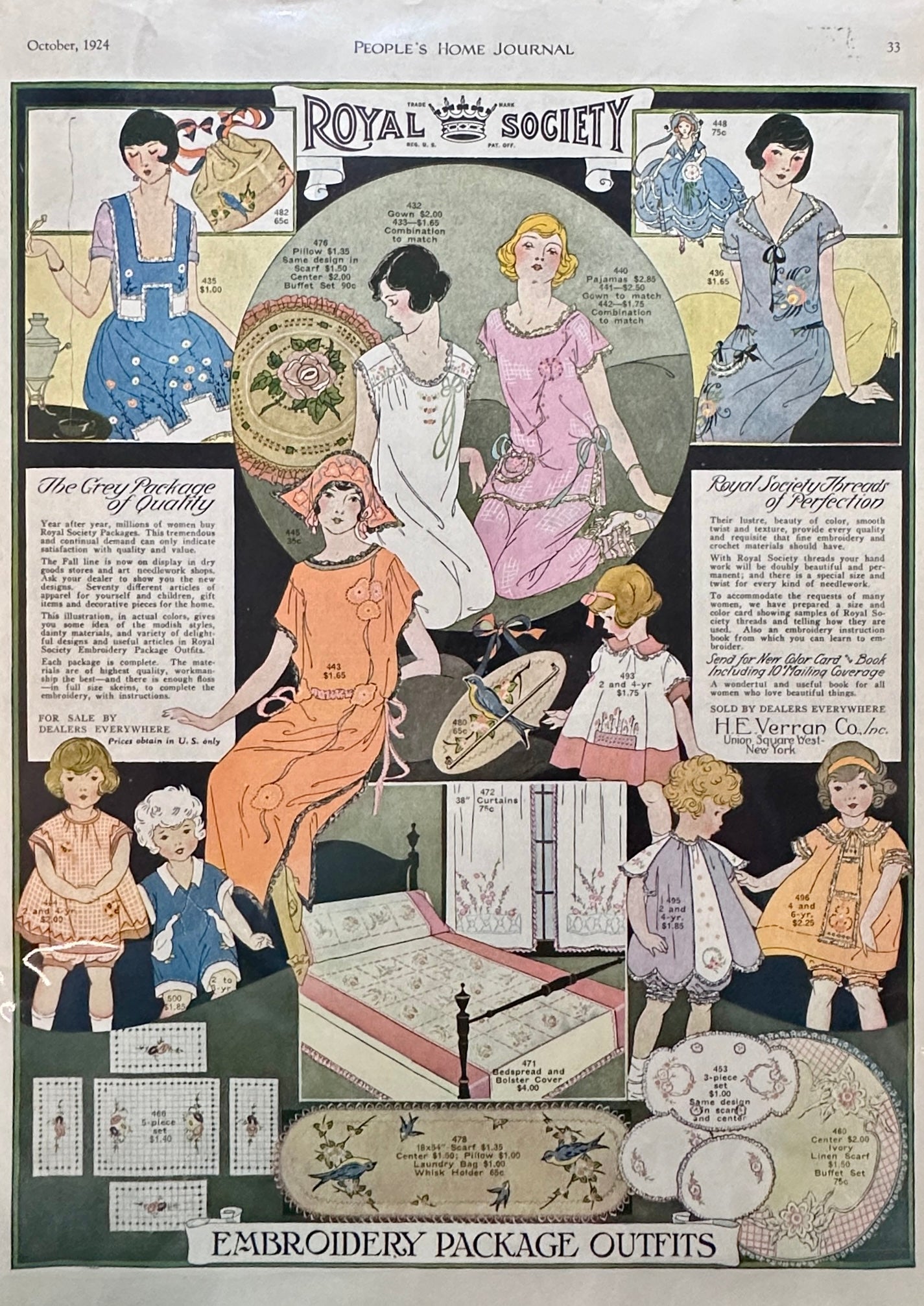 1924 Royal Society Embroidery Package - Outfits & Bedding Patterns Ad
