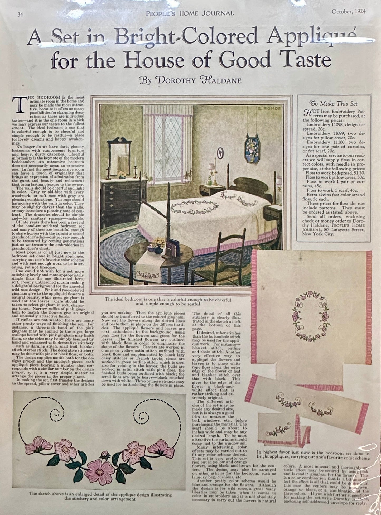 1924 Royal Society Embroidery Package - Outfits & Bedding Patterns Ad