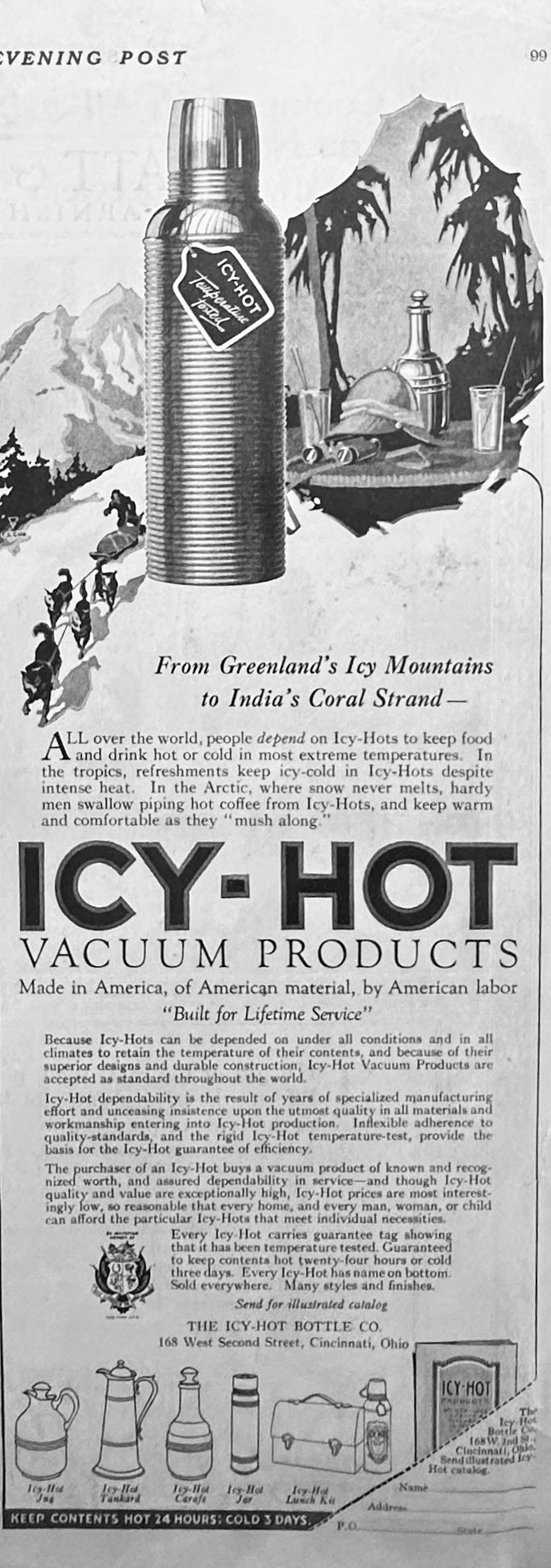 1922 Pratt & Lambert Effecto Auto Finish & Icy-Hot Thermos Vintage Ads #584