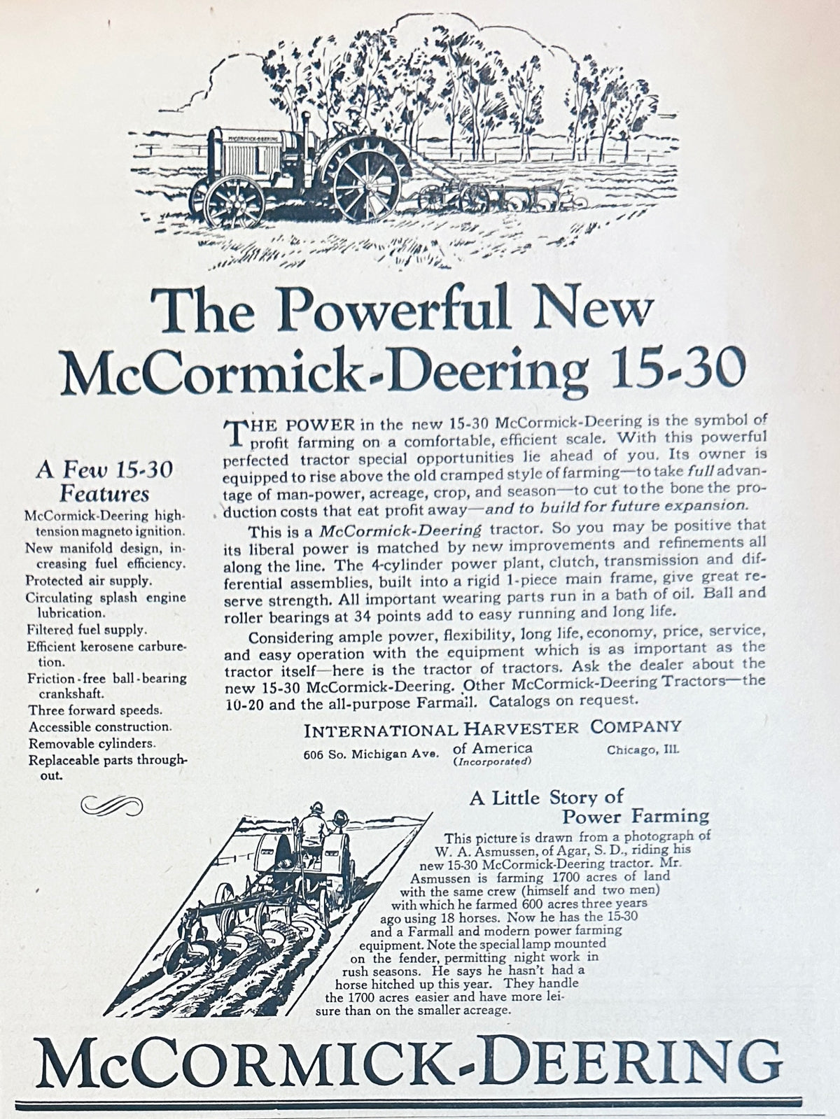 1929 The Powerful New McCormick-Deering 15-30 Ad #2412
