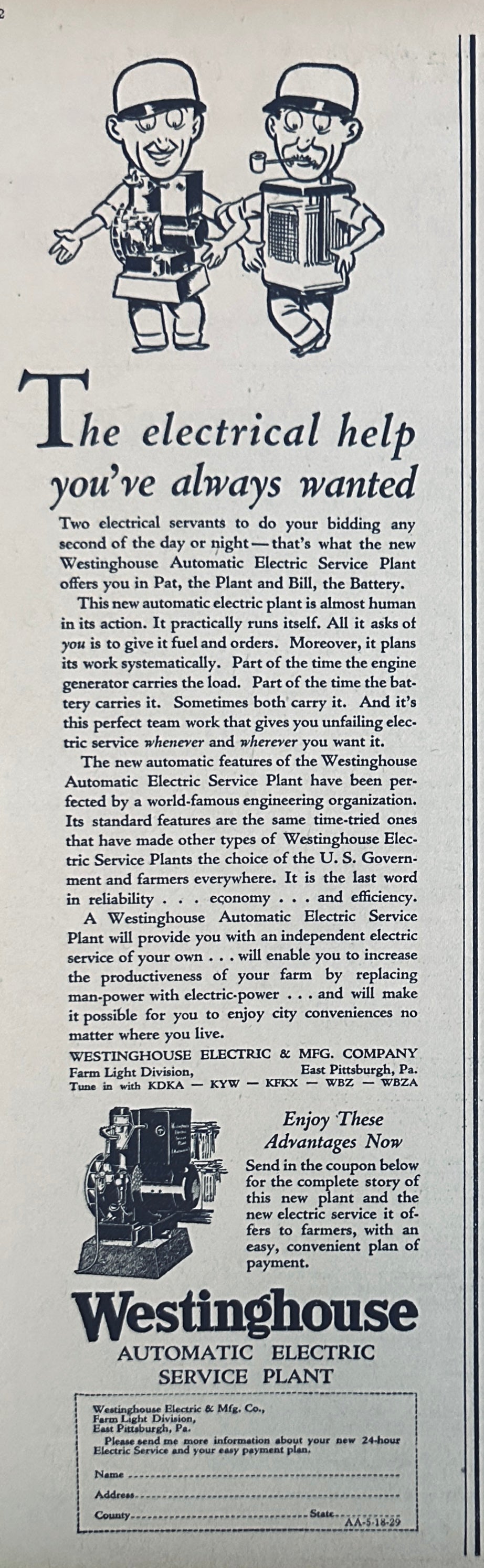 1929 Westinghouse The Electrical Help You've Always Wanted Ad #2424