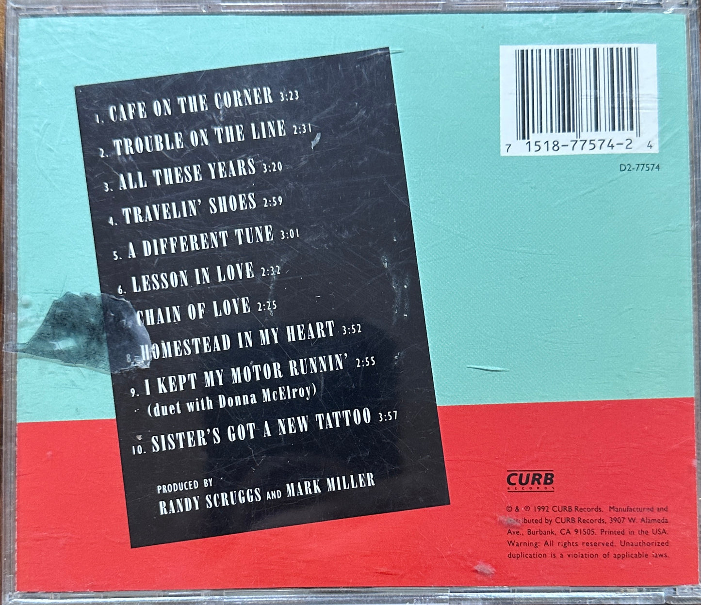 1992 Sawyer Brown Cafe on the Corner Music Cd - Country Curb Records