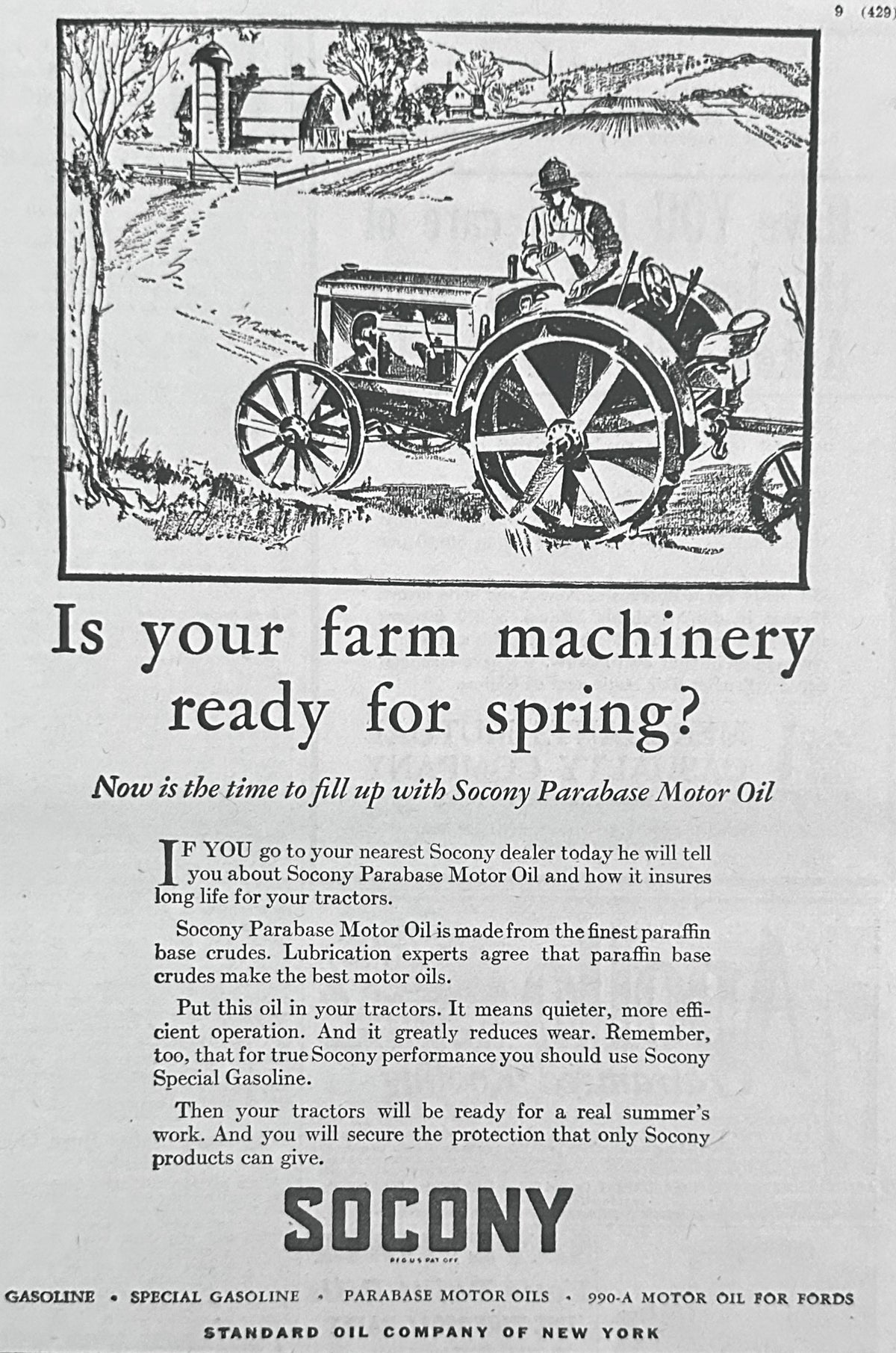 1929 SOCONY Is Your Farm Equipment Ready for Spring? Ad #2441