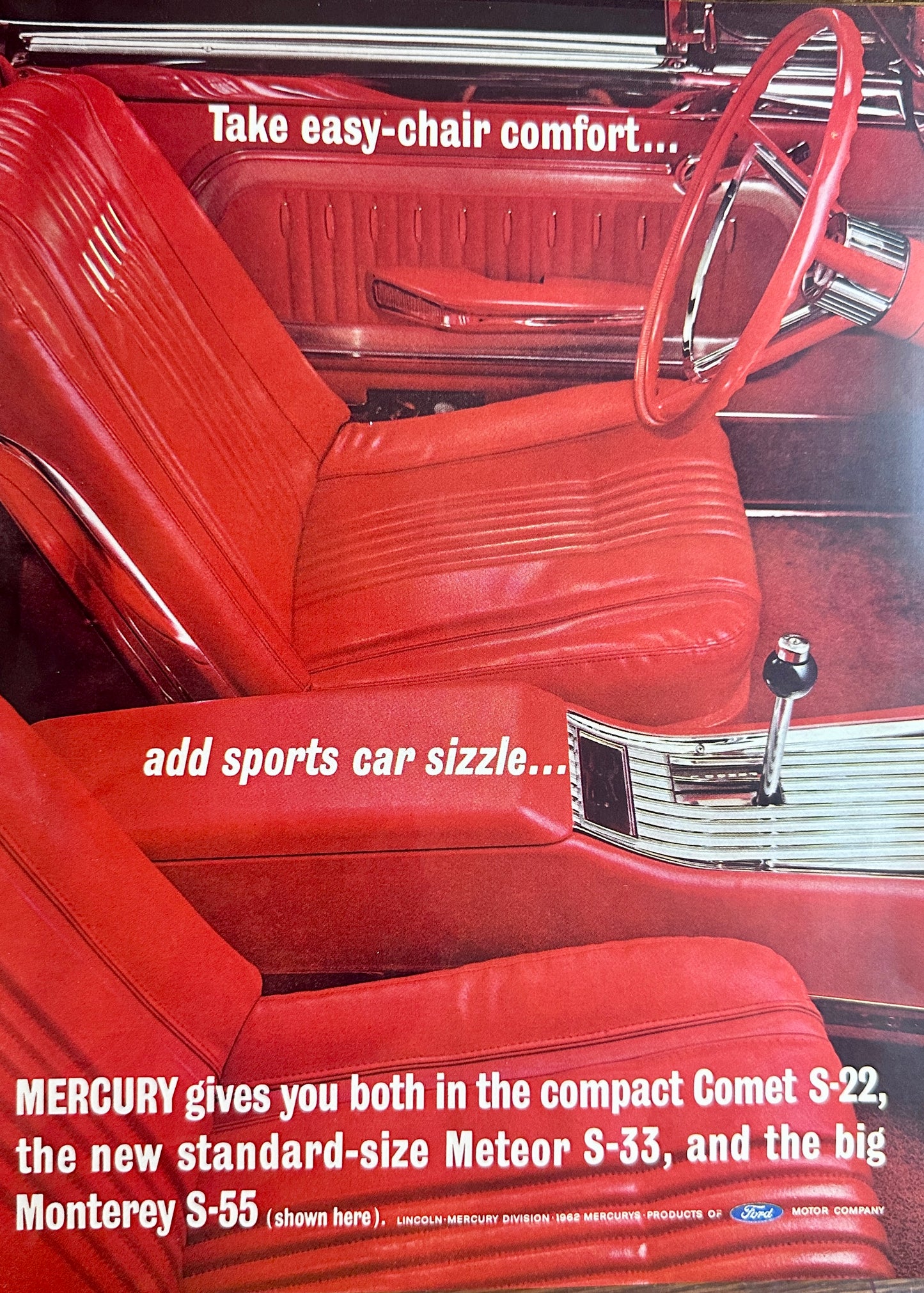 1962 Mercury Comet S-22 Blazing Red Interior - Luxurious - Vintage Ad #A190