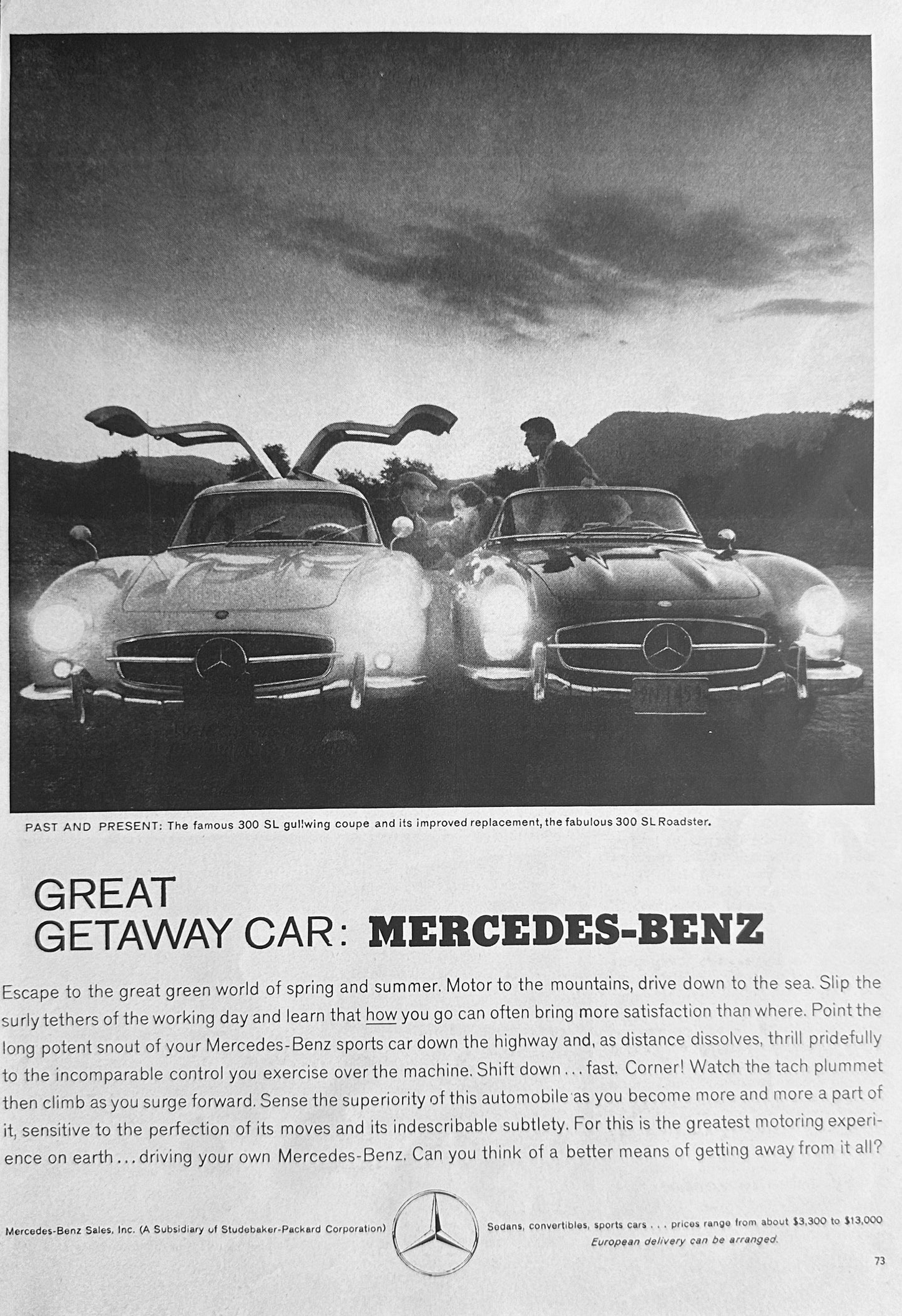 1960 Mercedes Benz 300 SL Gullwing and 300 SL Roadster Ad #A192