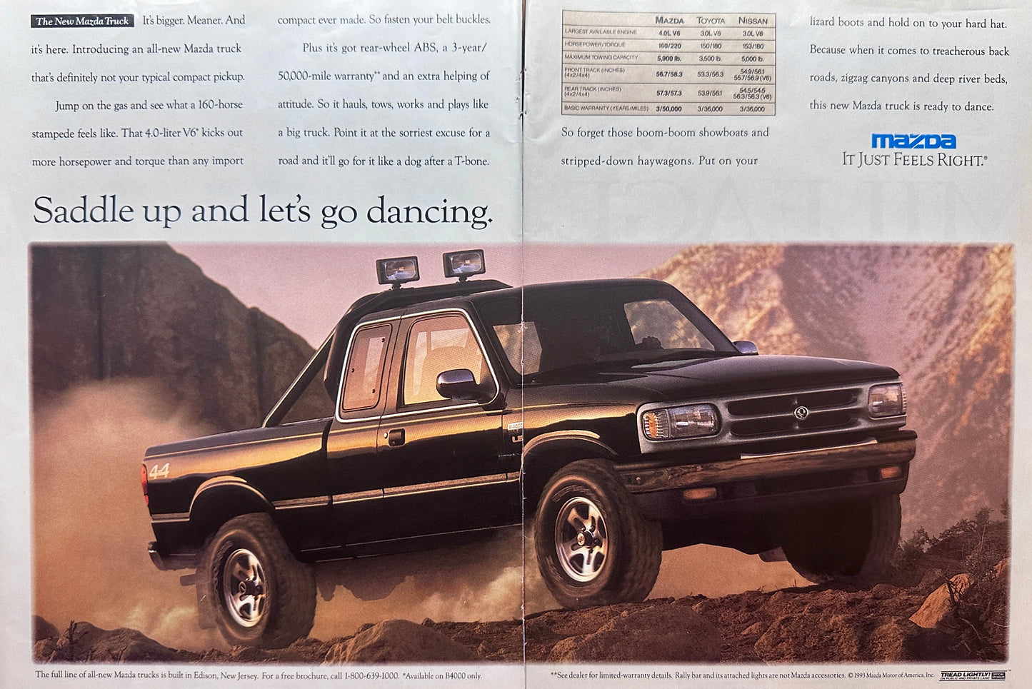 1993 2-Page Mazda truck Magazine Ad Known as the B-Series A197