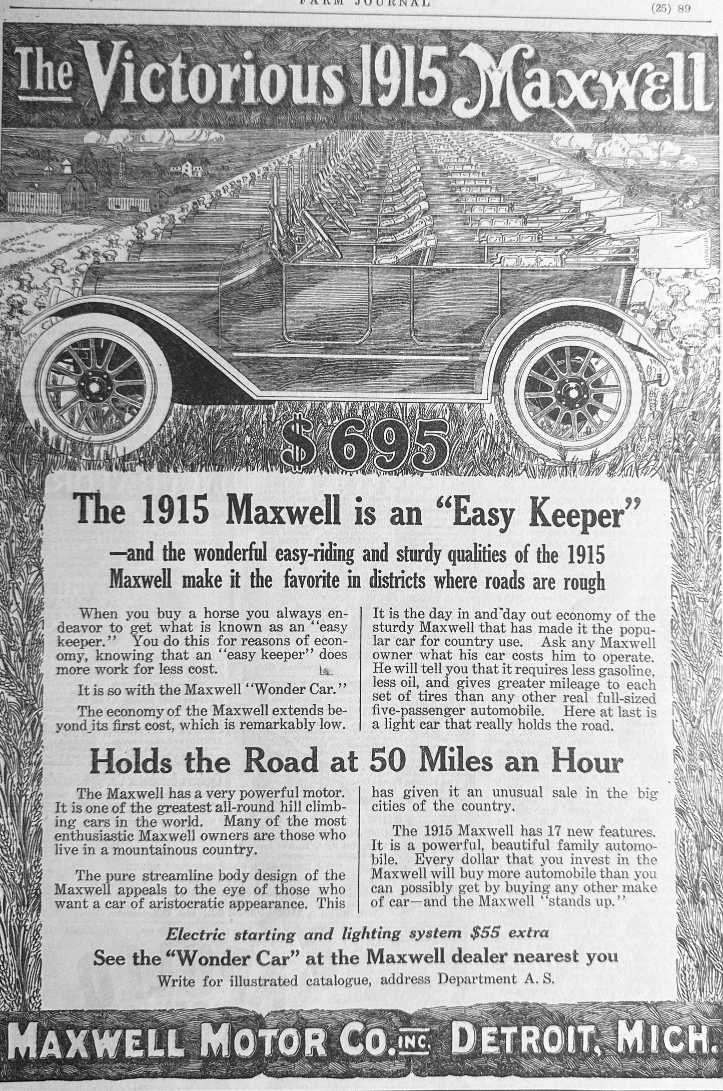 1915 Lot of (3) Maxwell "Wonder Car" Touring Car Ads Ad#202-1-2-3