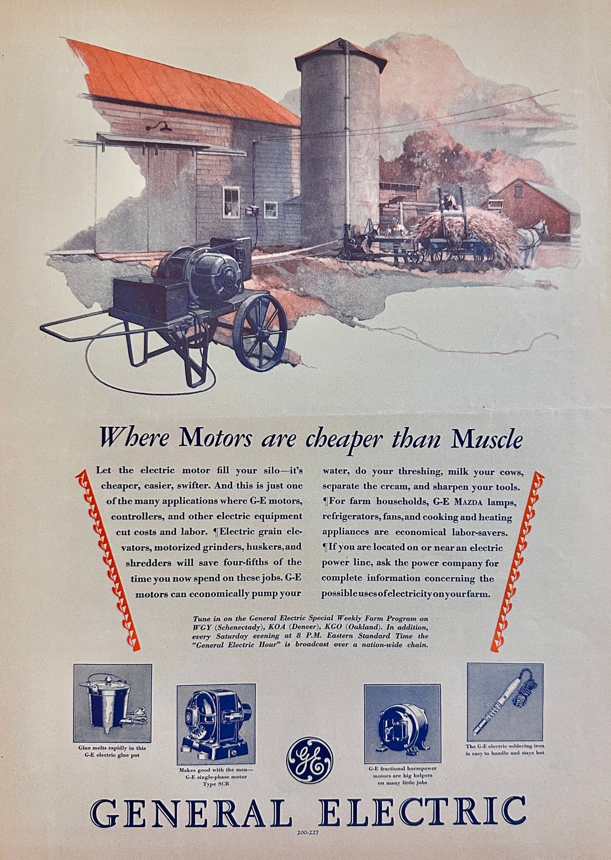 1929 General Electric- When Motors are Cheaper than Muscle Ad #2401