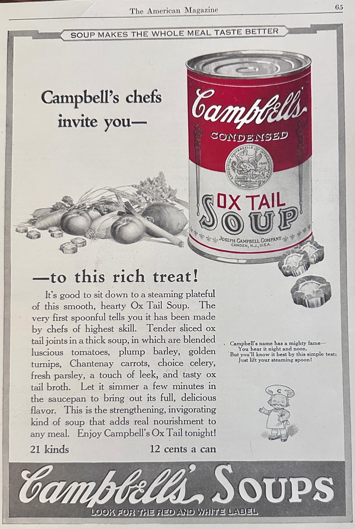1923 Campbell's Ox Tail Soup - Try This Rich Treat! Ad #N1626