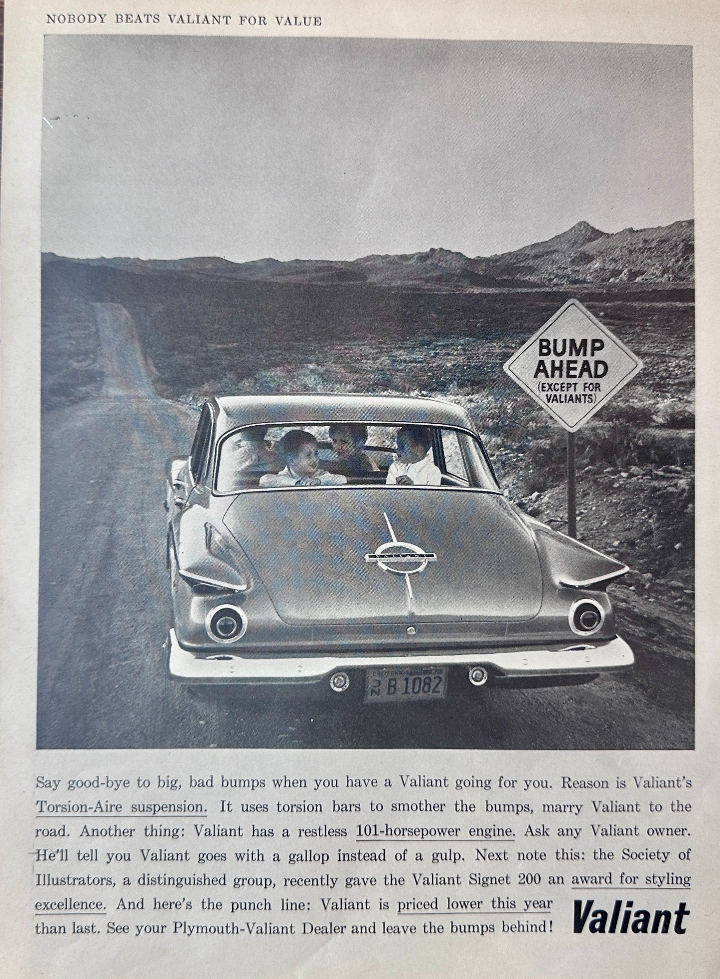 1962 Plymouth Valiant - Bump Ahead Except for Valiants! Vintage Ad #A314-1-2