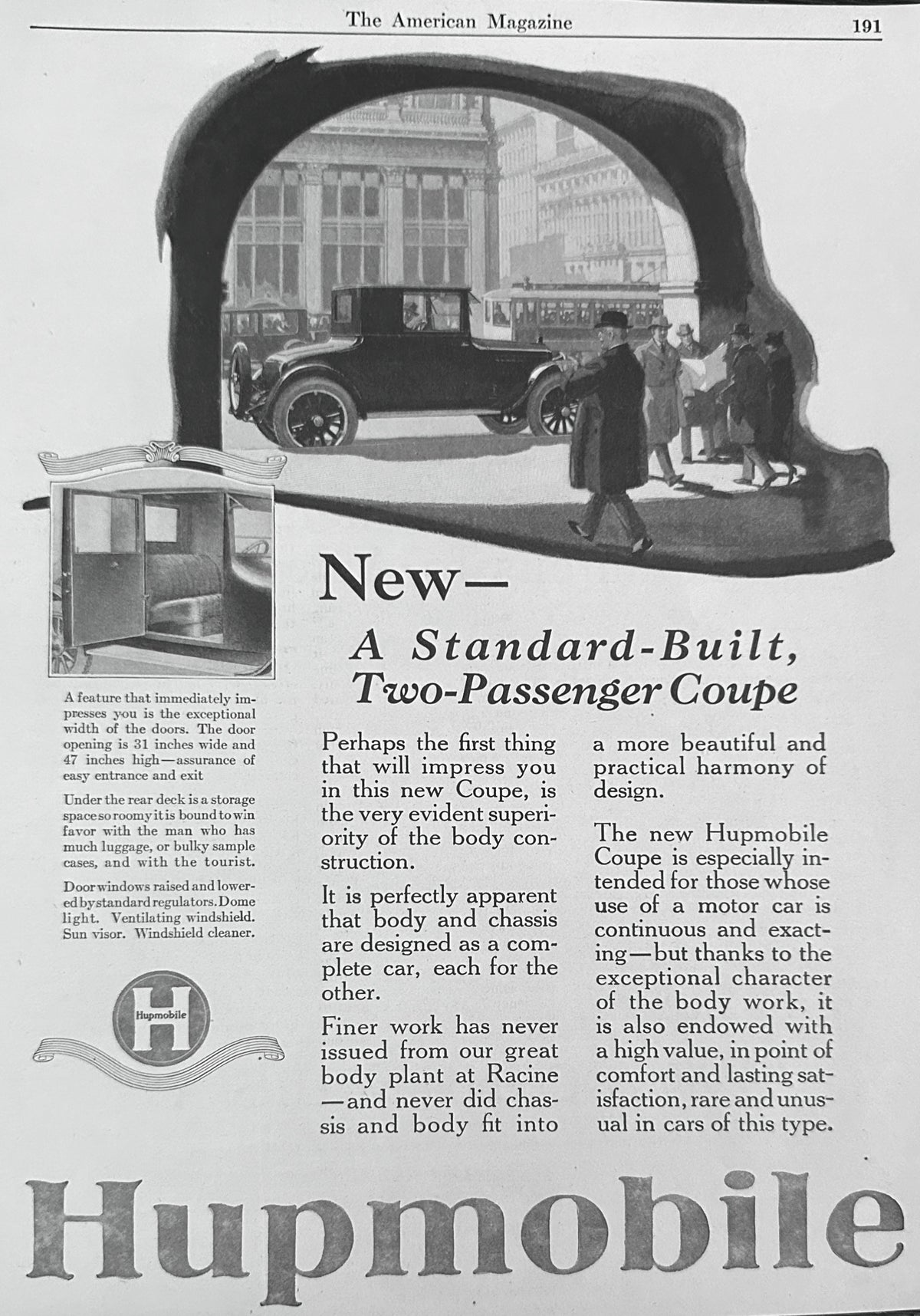 1923 Hupmobile - Standard Built, Two-Passenger Coupe Ad #N1642
