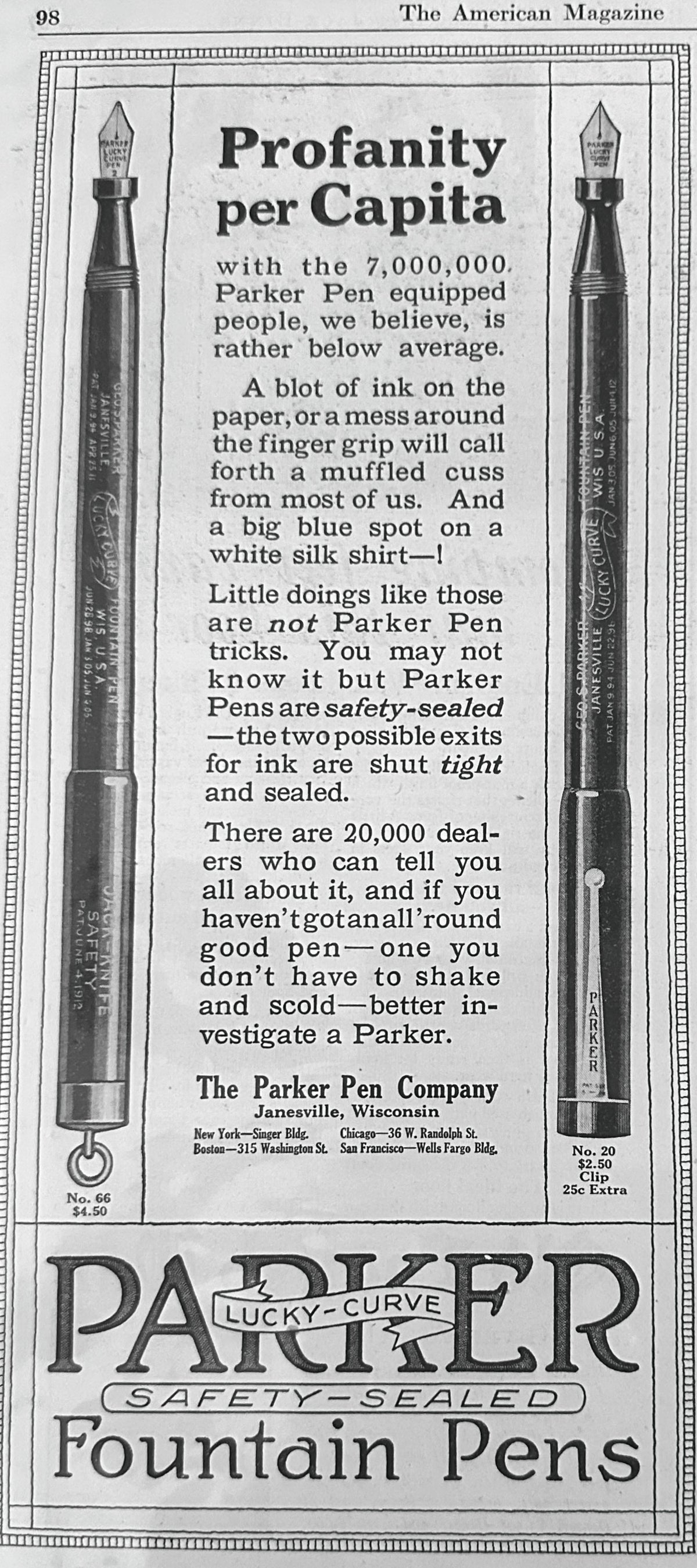 1923 Parker Pen - Profanity per Capita Ad #N1650