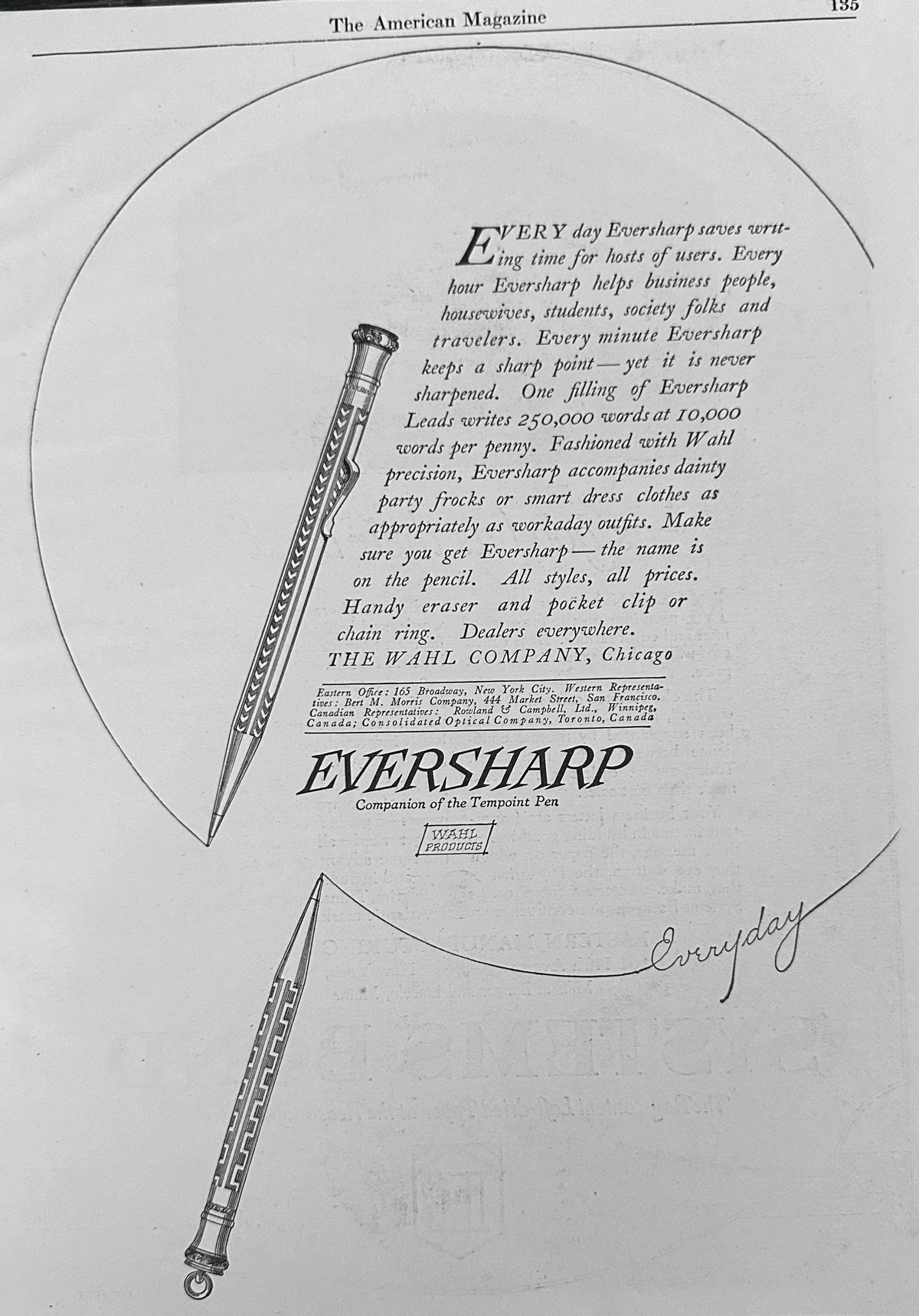 1923 Eversharp Mechanical Pencil Everyday Ad #N1654