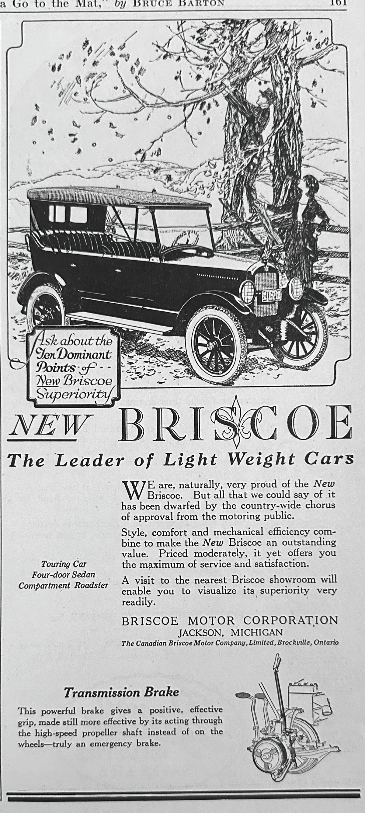1923 DUAL sided Ads - Pyrene Fire Extinguishers & Briscoe Light Weight Motorcar Ad #N1658
